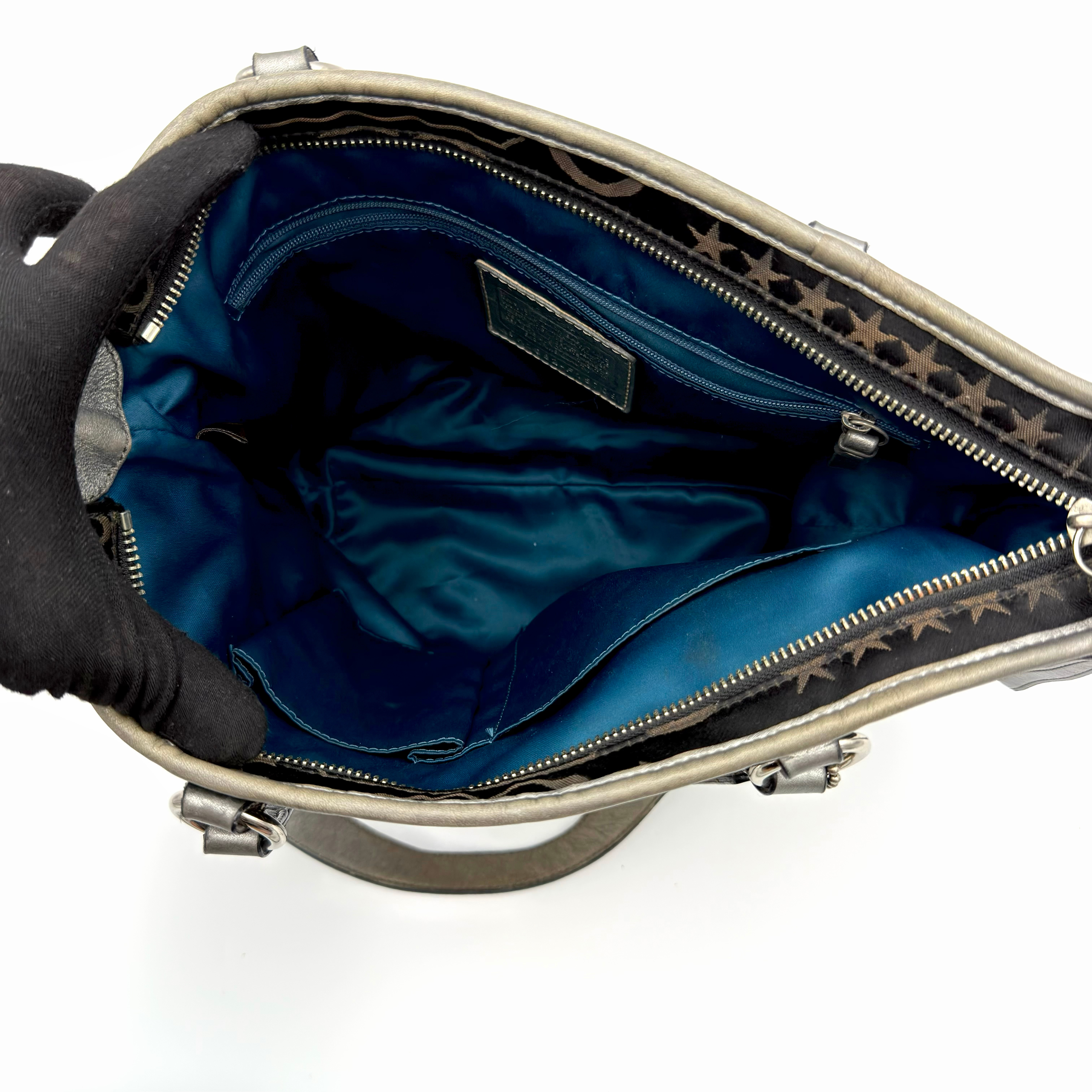 Coach Poppy Bandana Glitter Graffiti Tote Bag Black