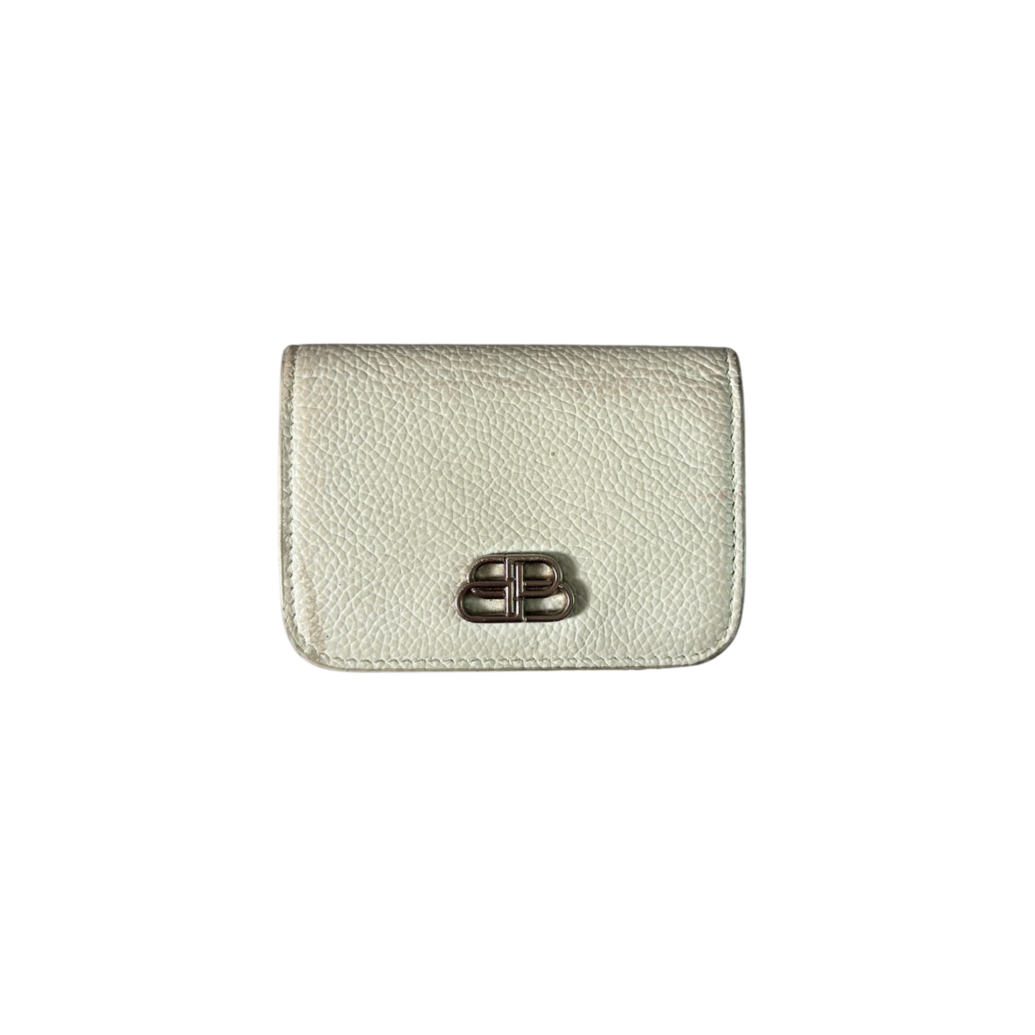 Balenciaga BB Logo Mini Tri-fold White Wallet