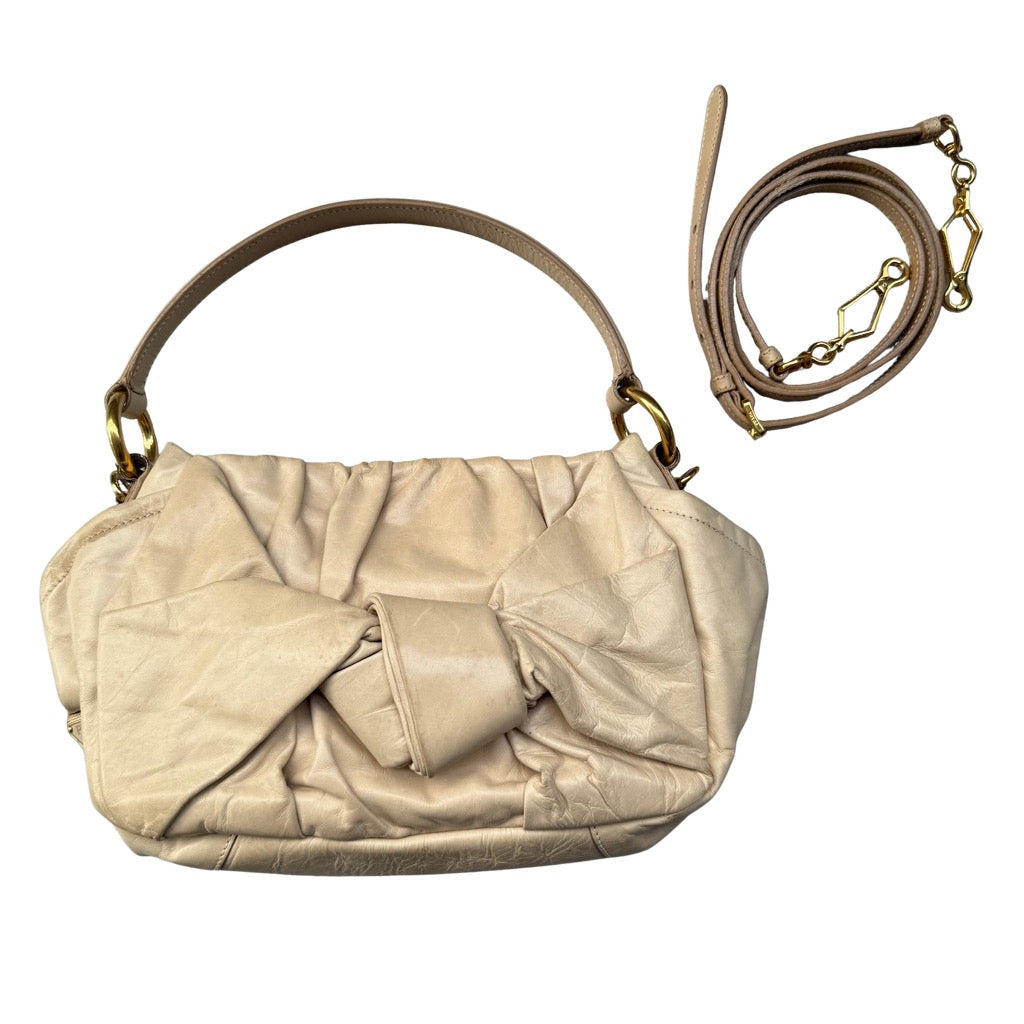 Prada Talco Leather Dressy New Look Shoulder Bag Cream