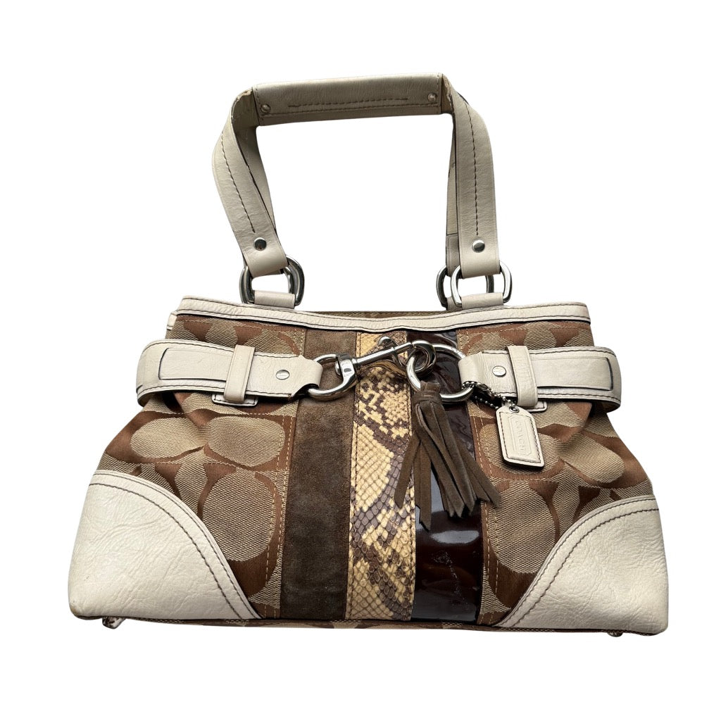 Coach Signature Sufflette Stripe Handbag Multicolor Brown