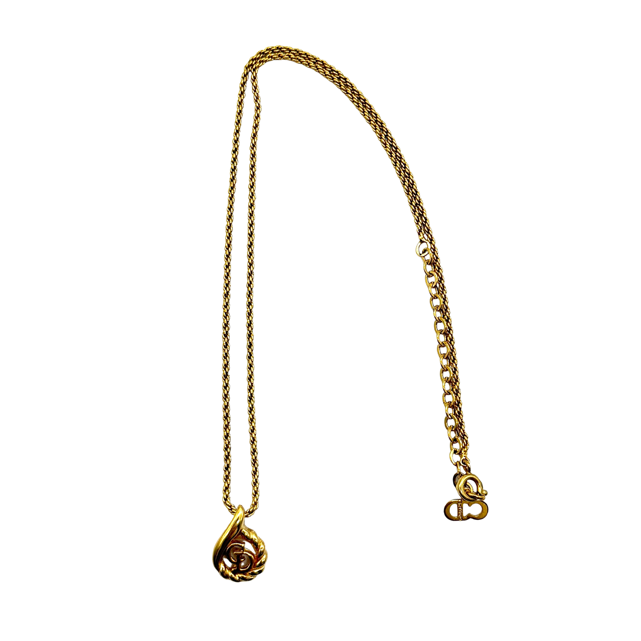 Dior CD Wreath Necklace Gold