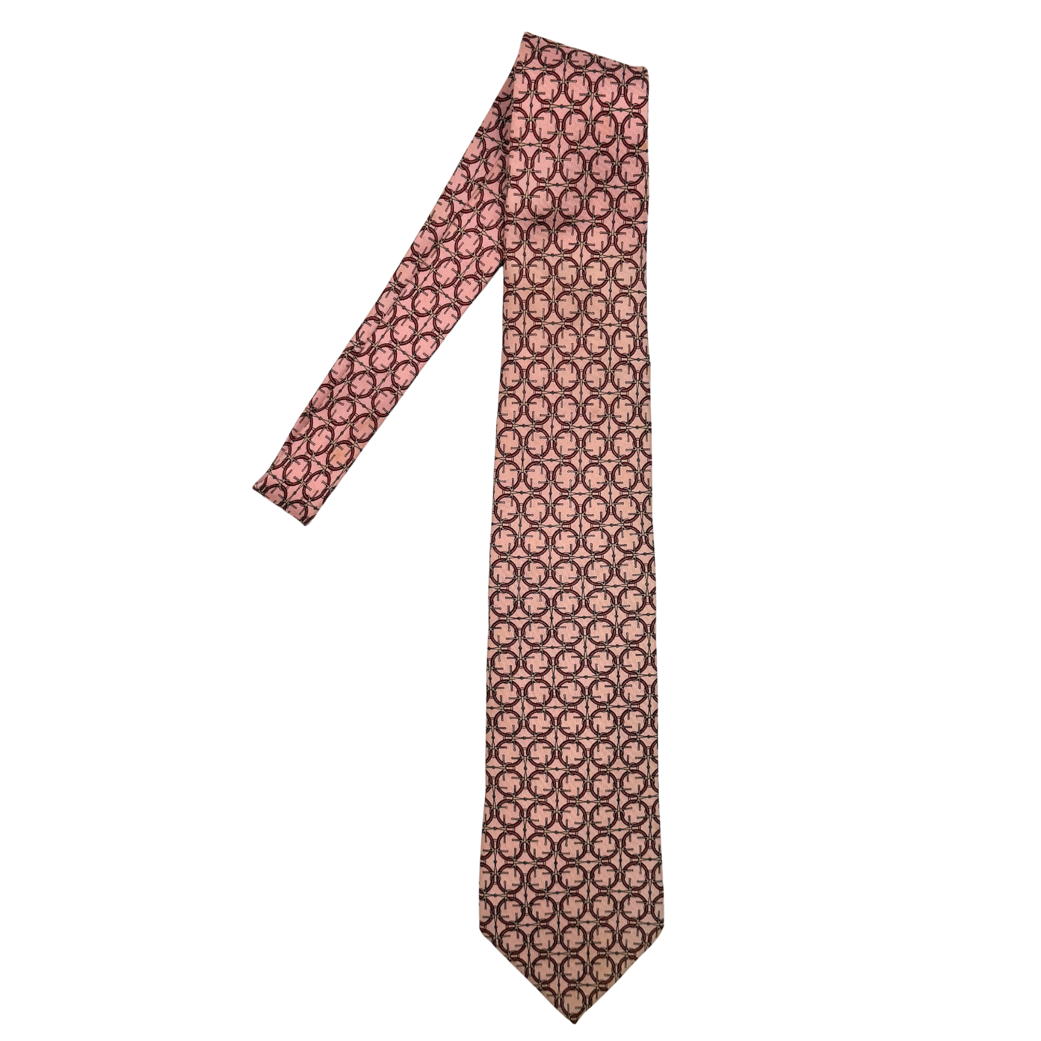 Gucci Ring Pattern Silk Tie Pink