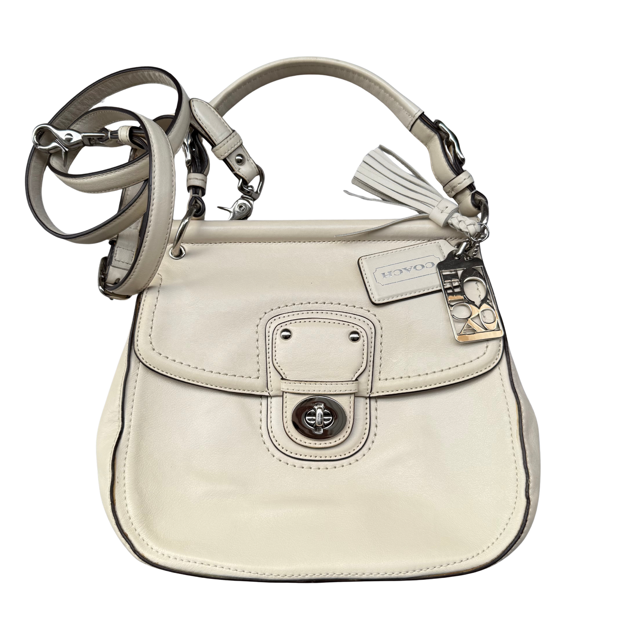 Coach Legacy Willis Tassel Handbag White (Extra Strap)