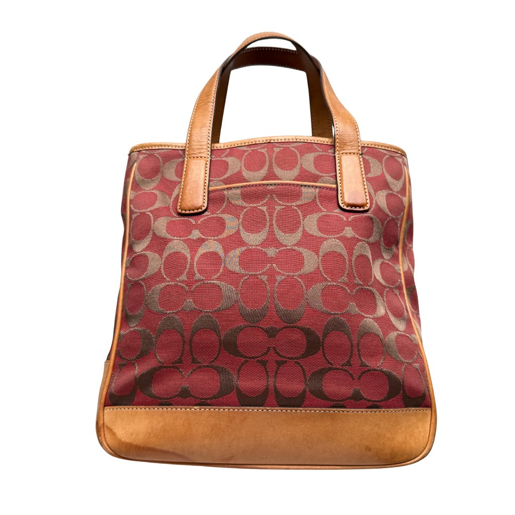 Coach Signature Hamptons Tote Bag Red/Tan