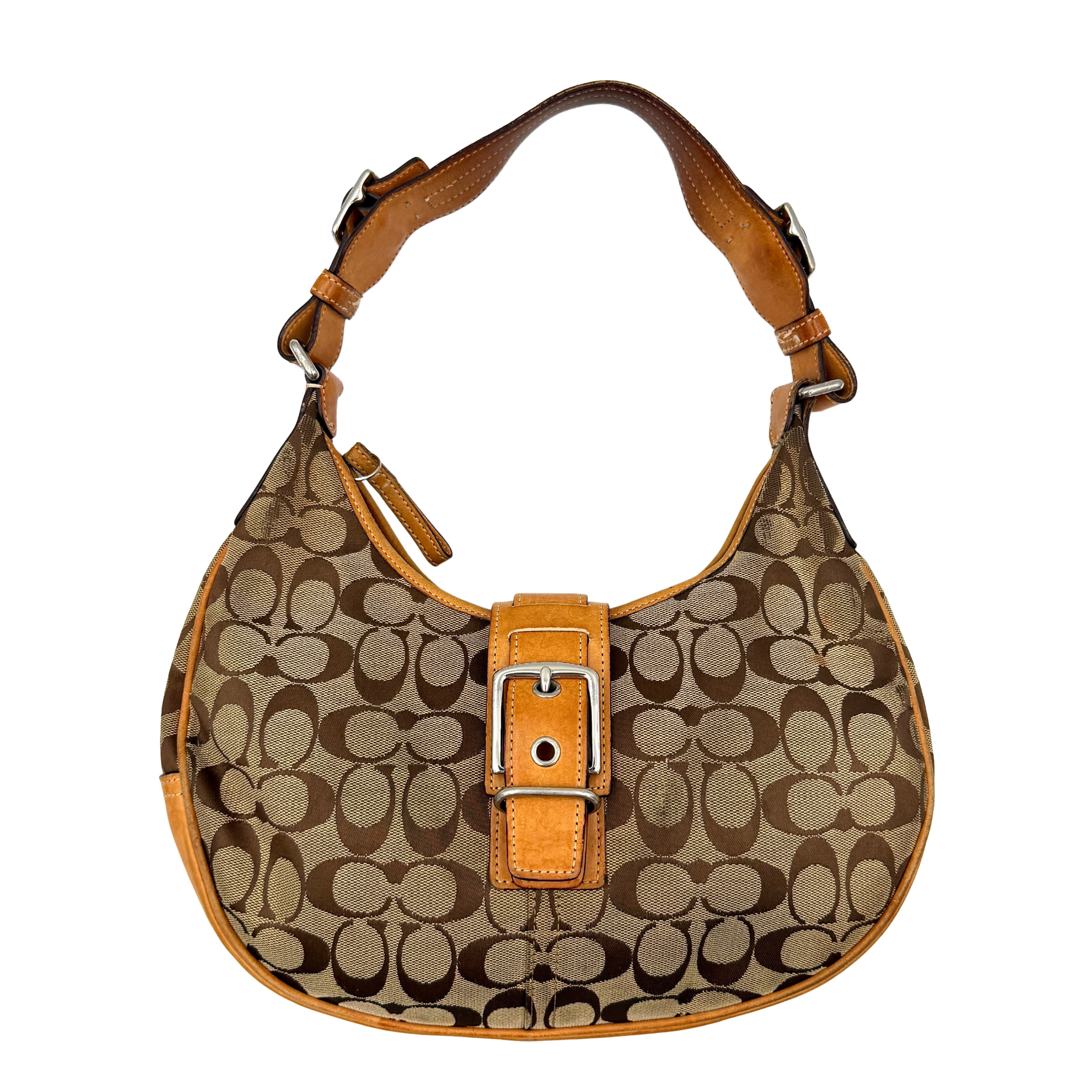 Coach Y2K Signature Hobo Buckle Shoulder Bag Beige/Tan