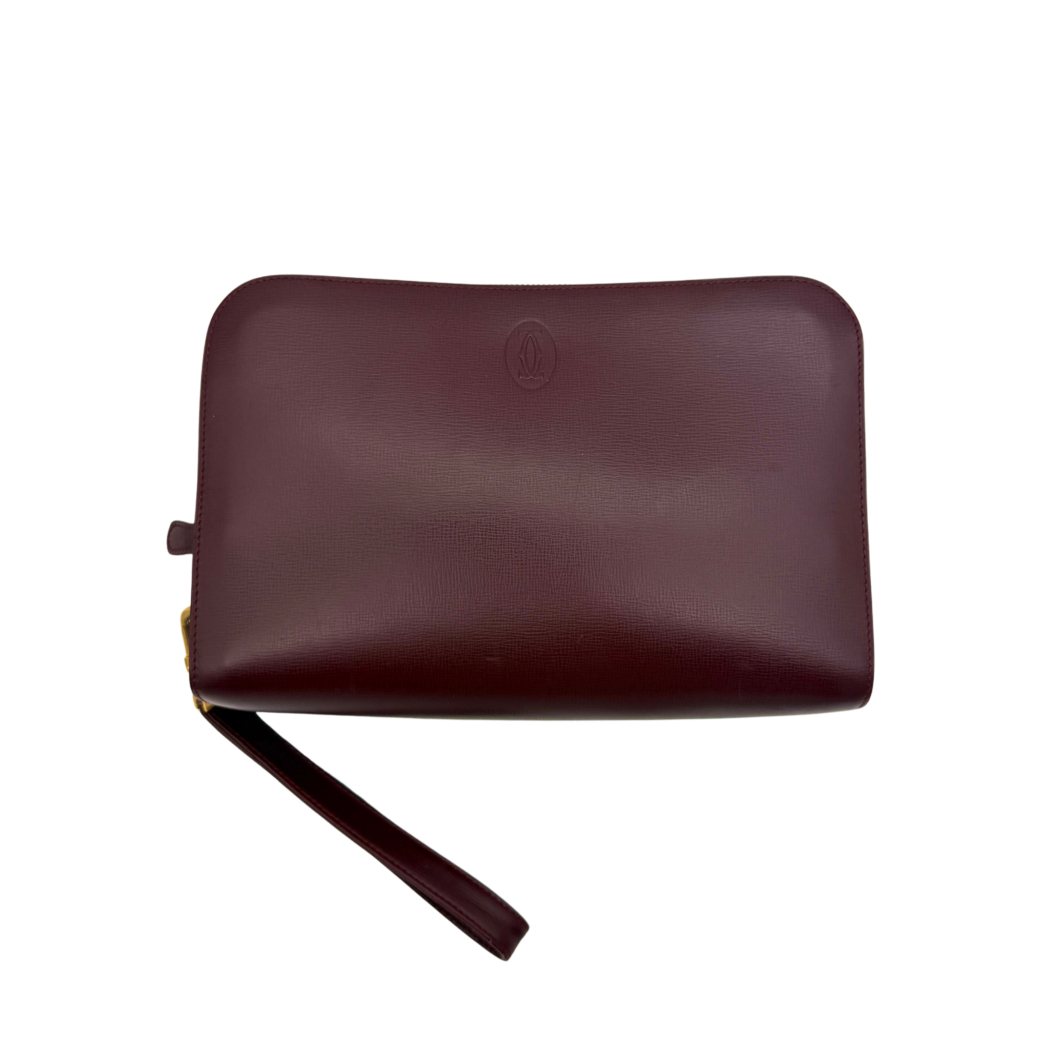 Cartier Must de Cartier Leather Clutch Bag Burgundy