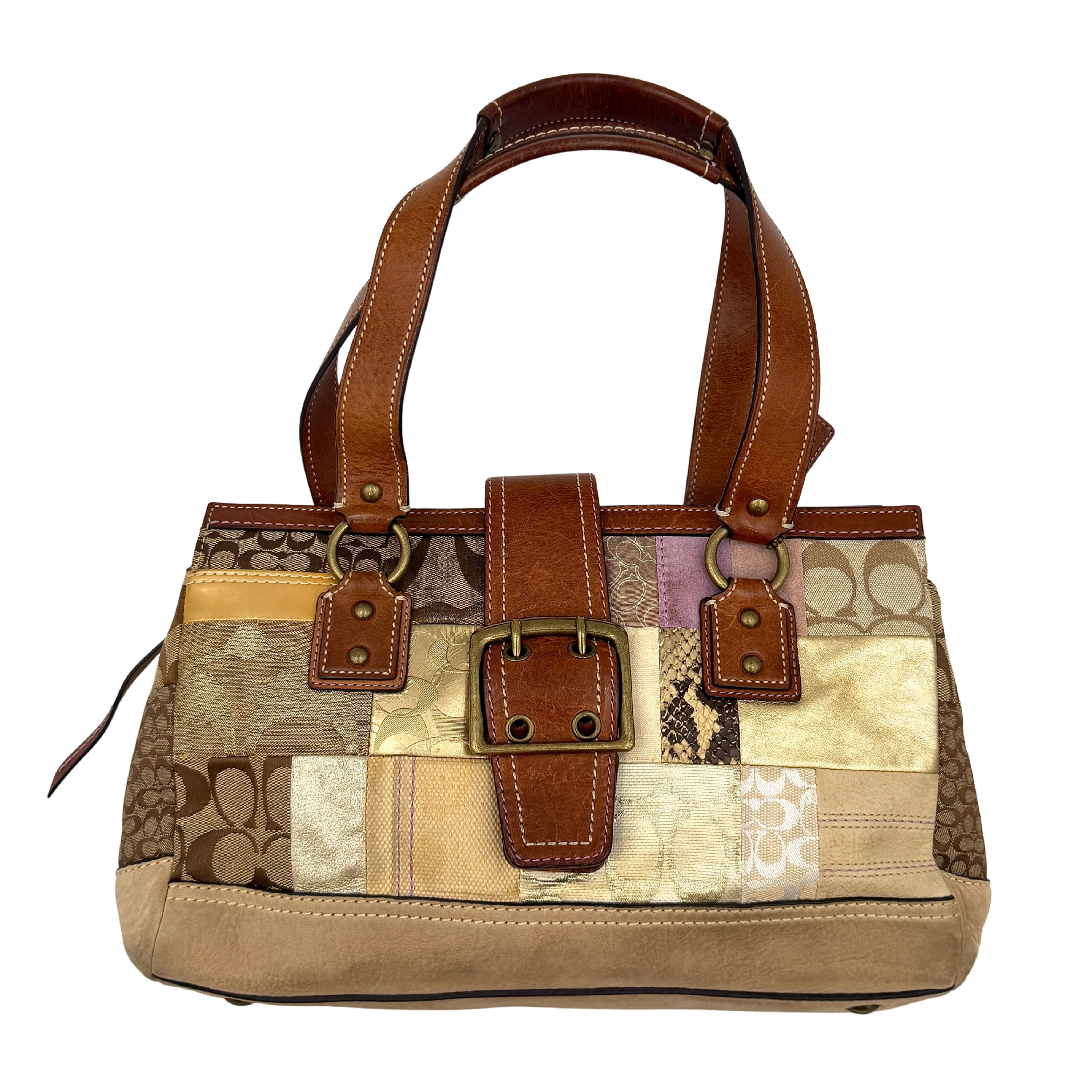 Coach Y2K Signature Soho Patchwork Shoulder Bag Brown/Gold