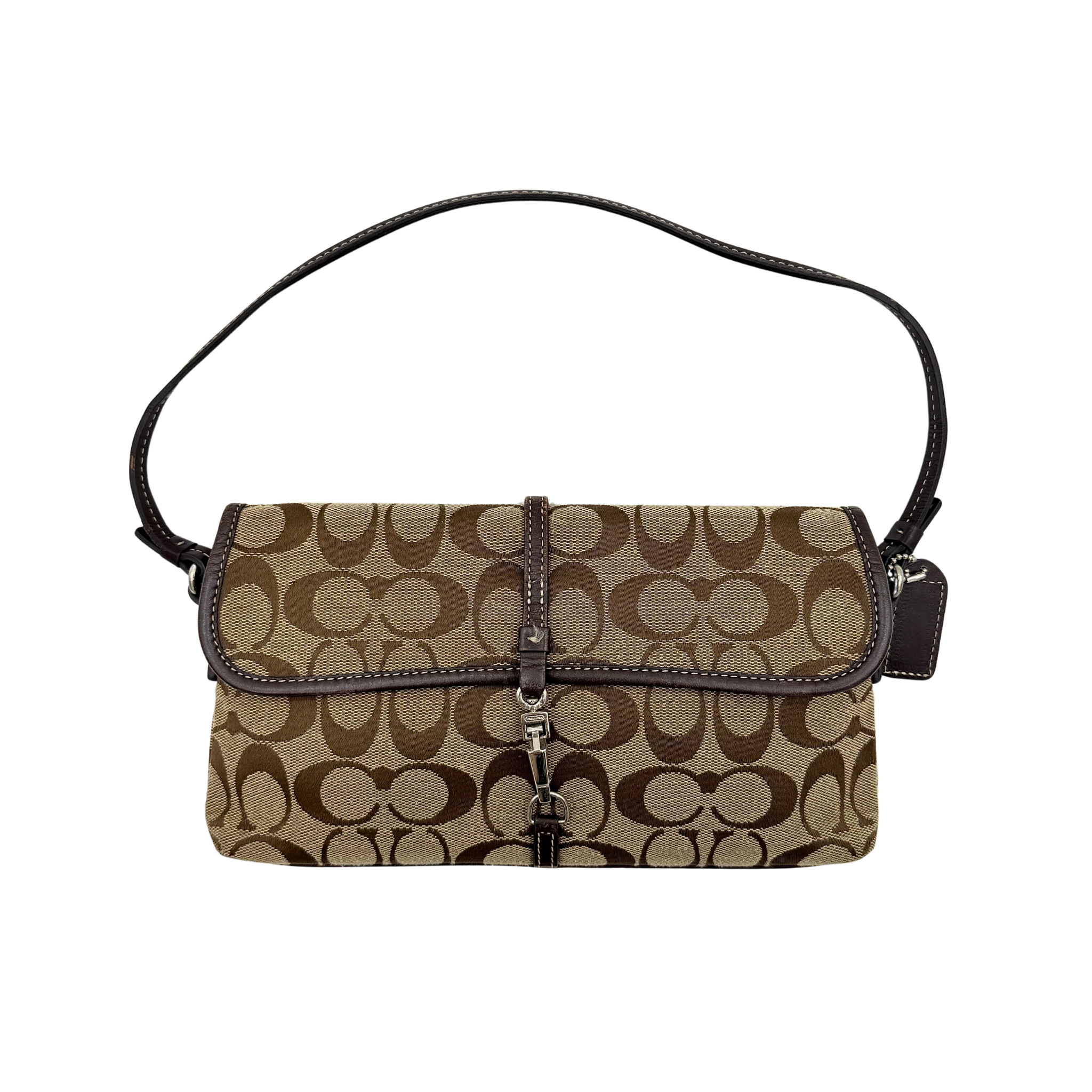 Coach Y2K Demi Clip Baguette Shoulder Bag Beige/Brown