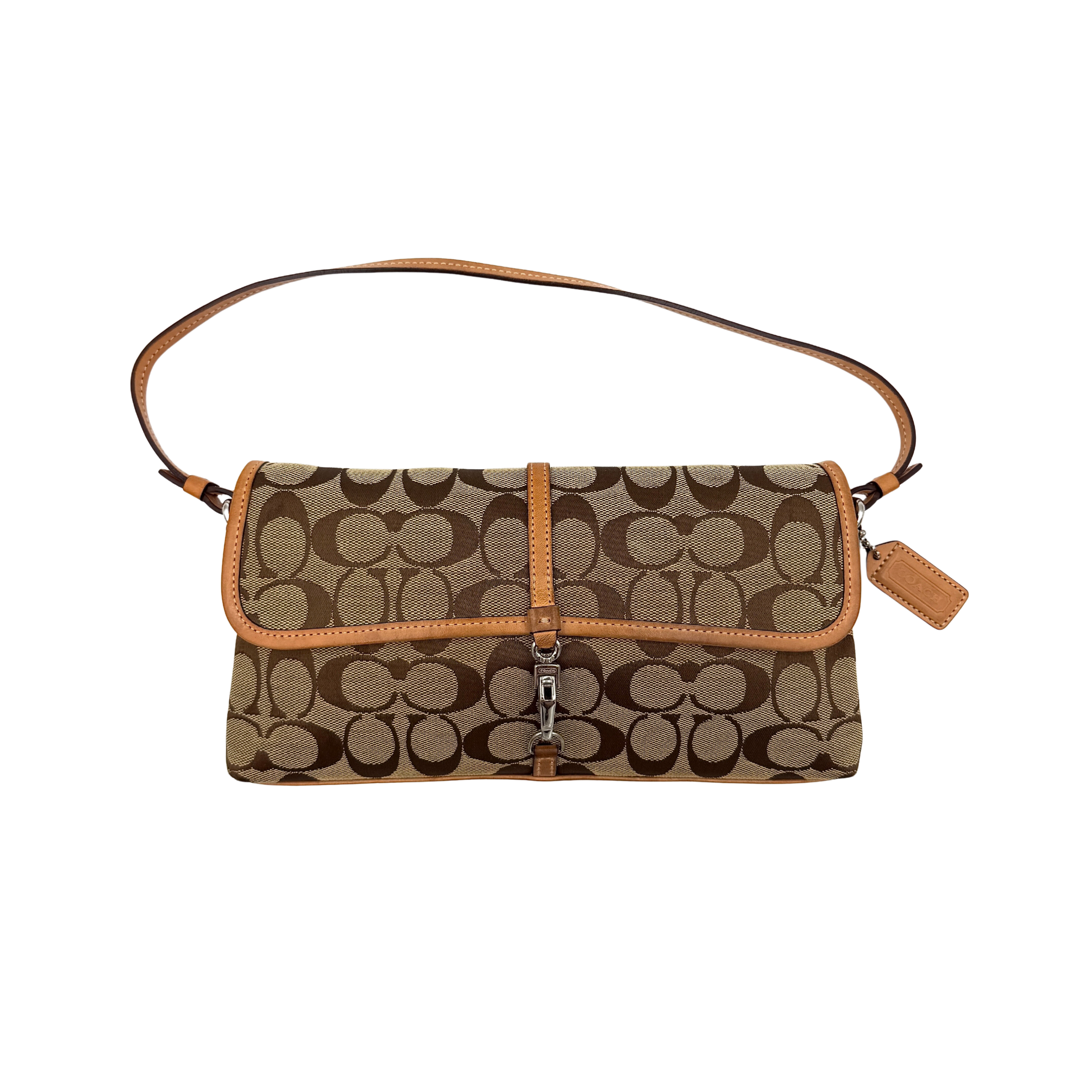 Coach Y2K Demi Clip Bagguete Shoulder Bag Beige/Tan