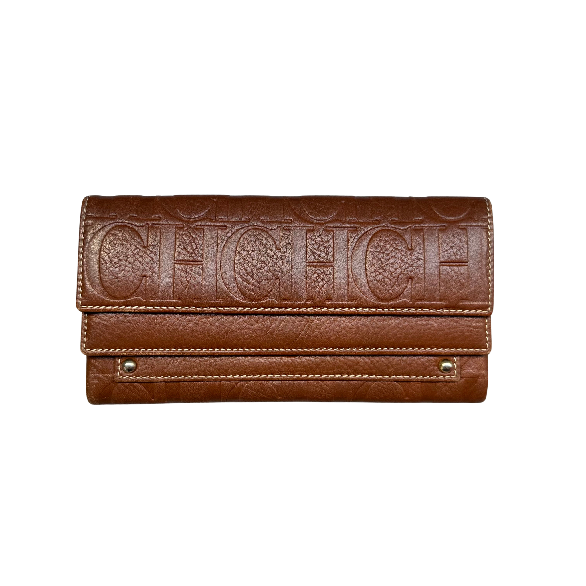 Carolina Herrera Embossed Leather Continental Wallet