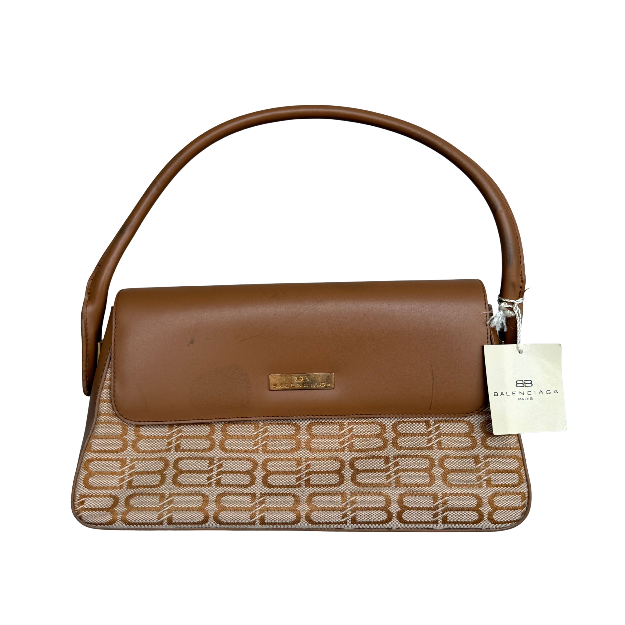 Balenciaga BB Monogram Shoulder Bag Beige/Brown