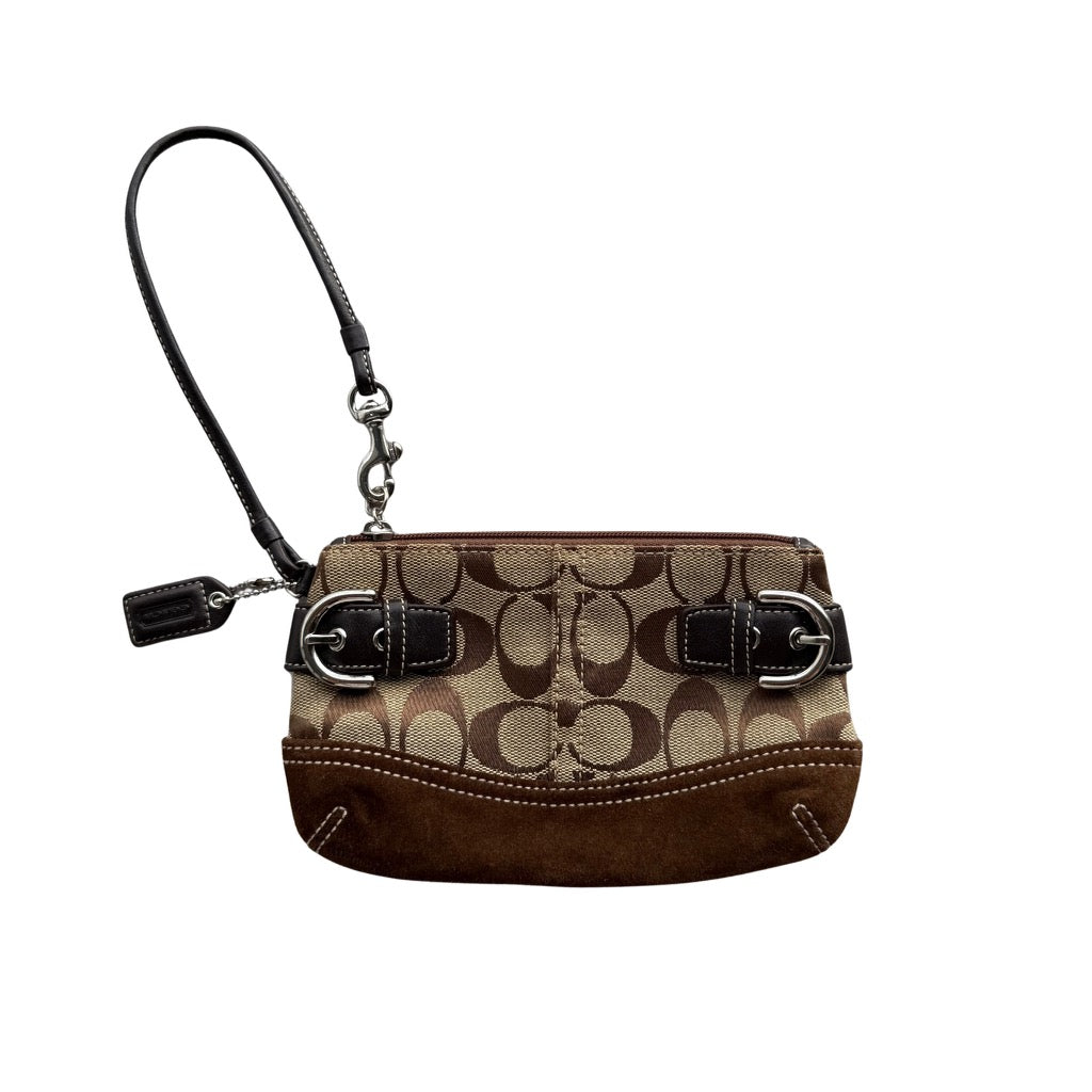 Coach Signature Y2K Soho Buckle Wristlet Brown