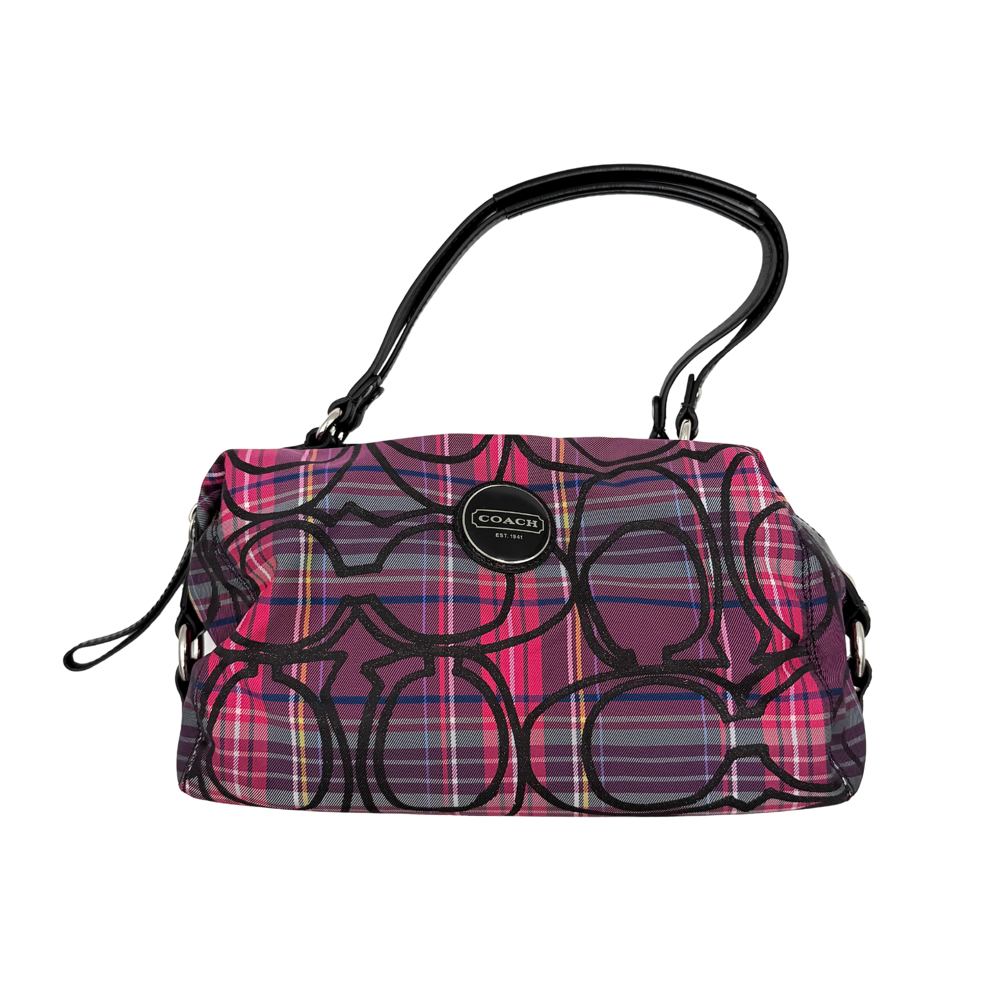 Coach Signature Poppy Tartan Shoulder Bag Multi