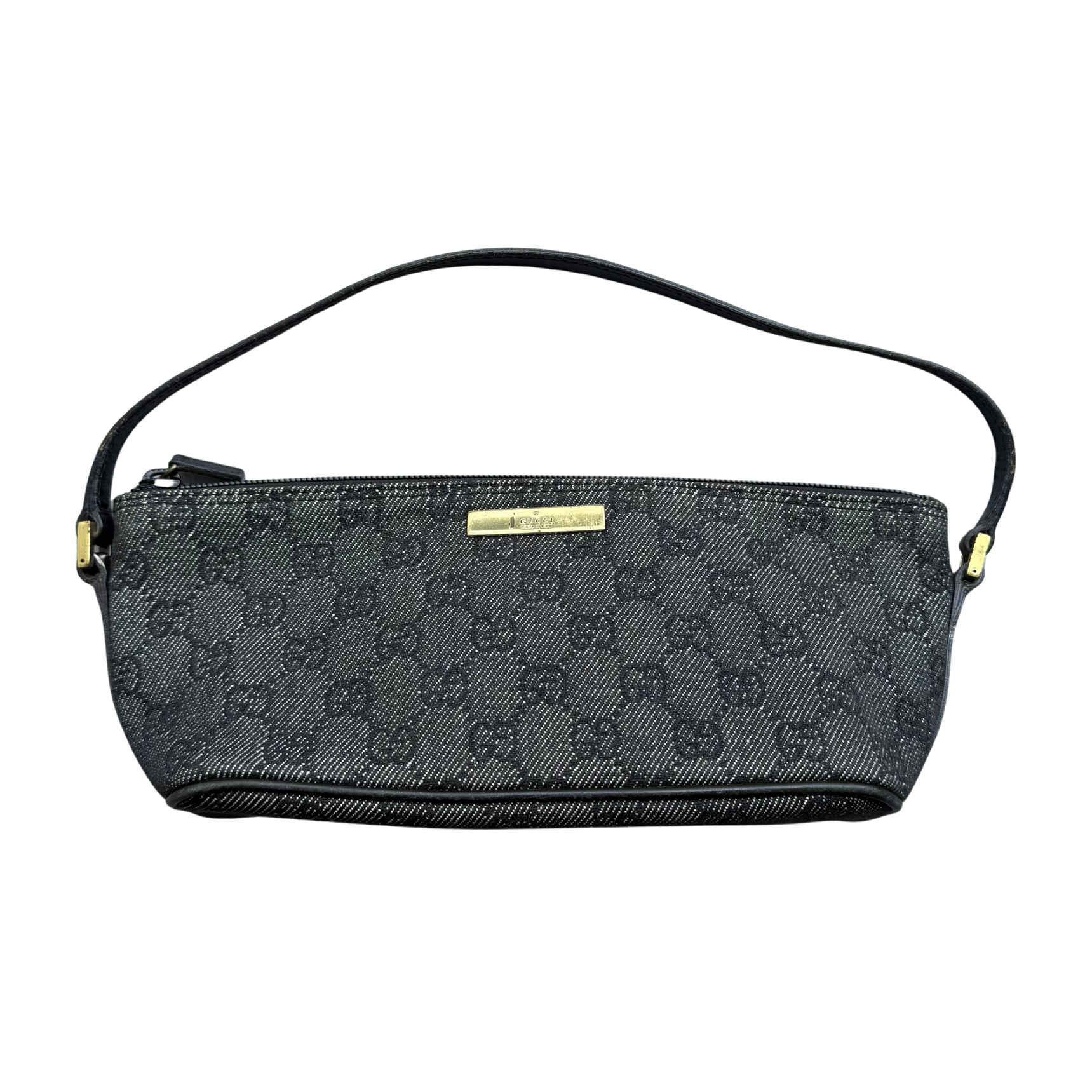 Gucci GG Monogram Pochette Boat Shoulder Bag Black