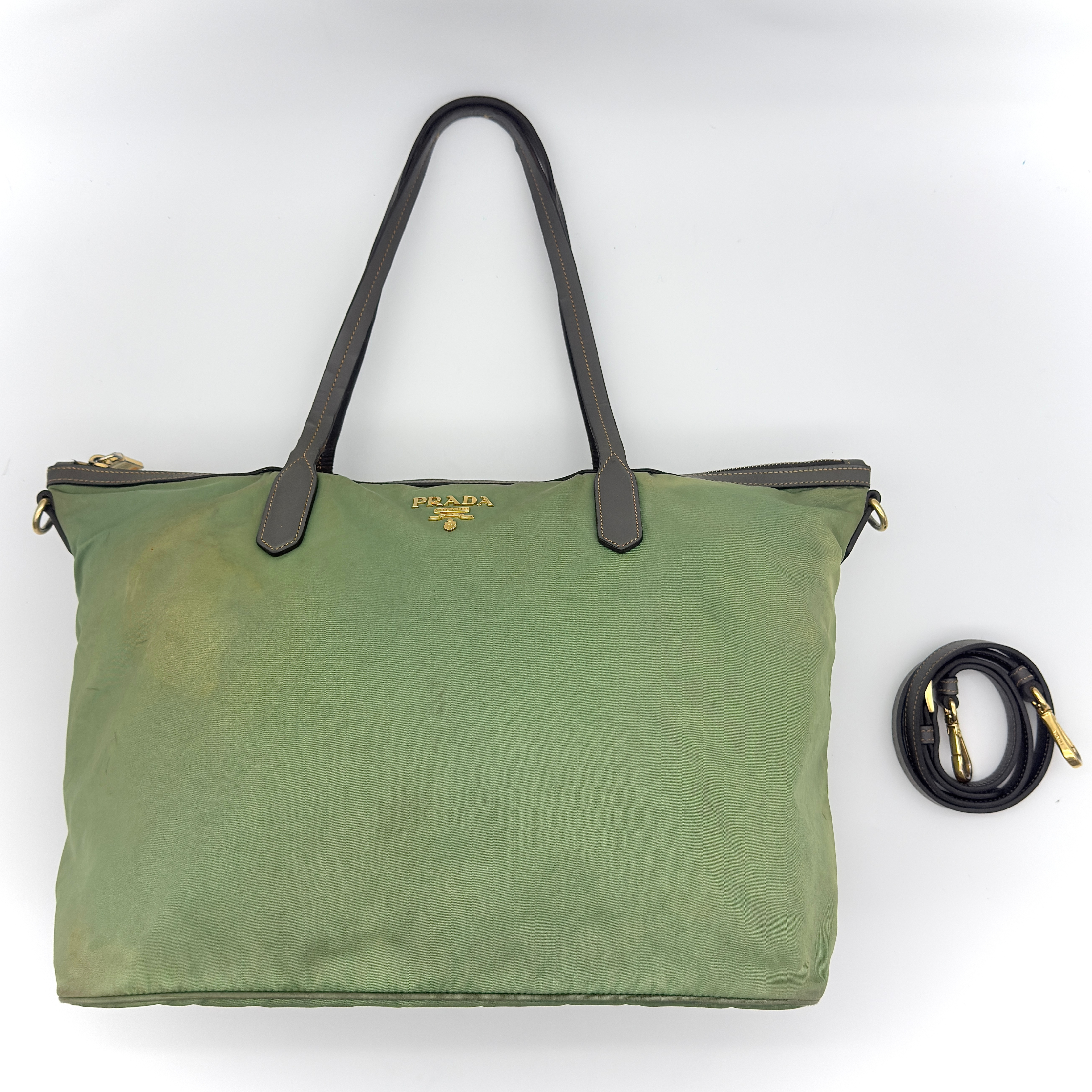 Prada 2Way Nylon Tote Bag Green