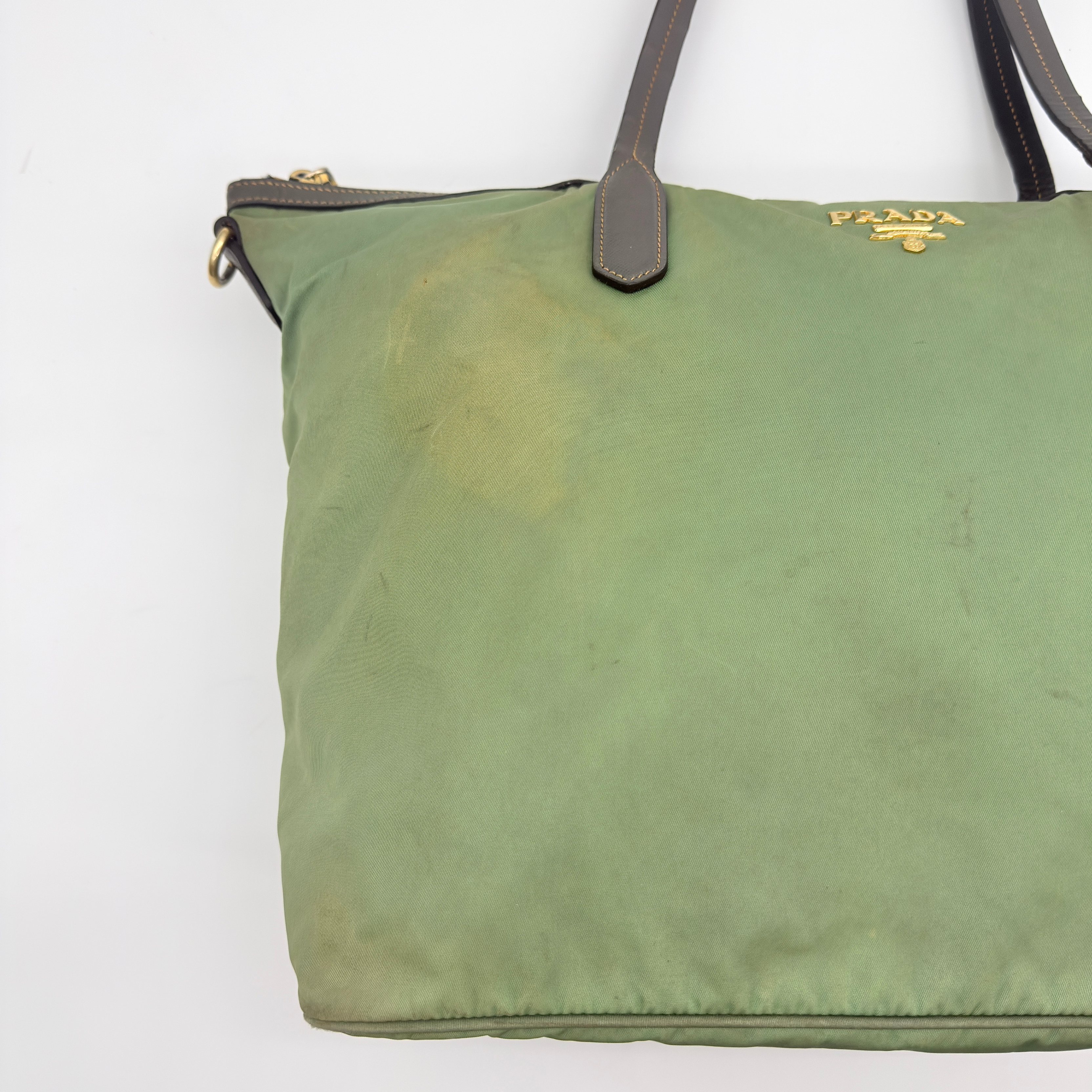 Prada 2Way Nylon Tote Bag Green