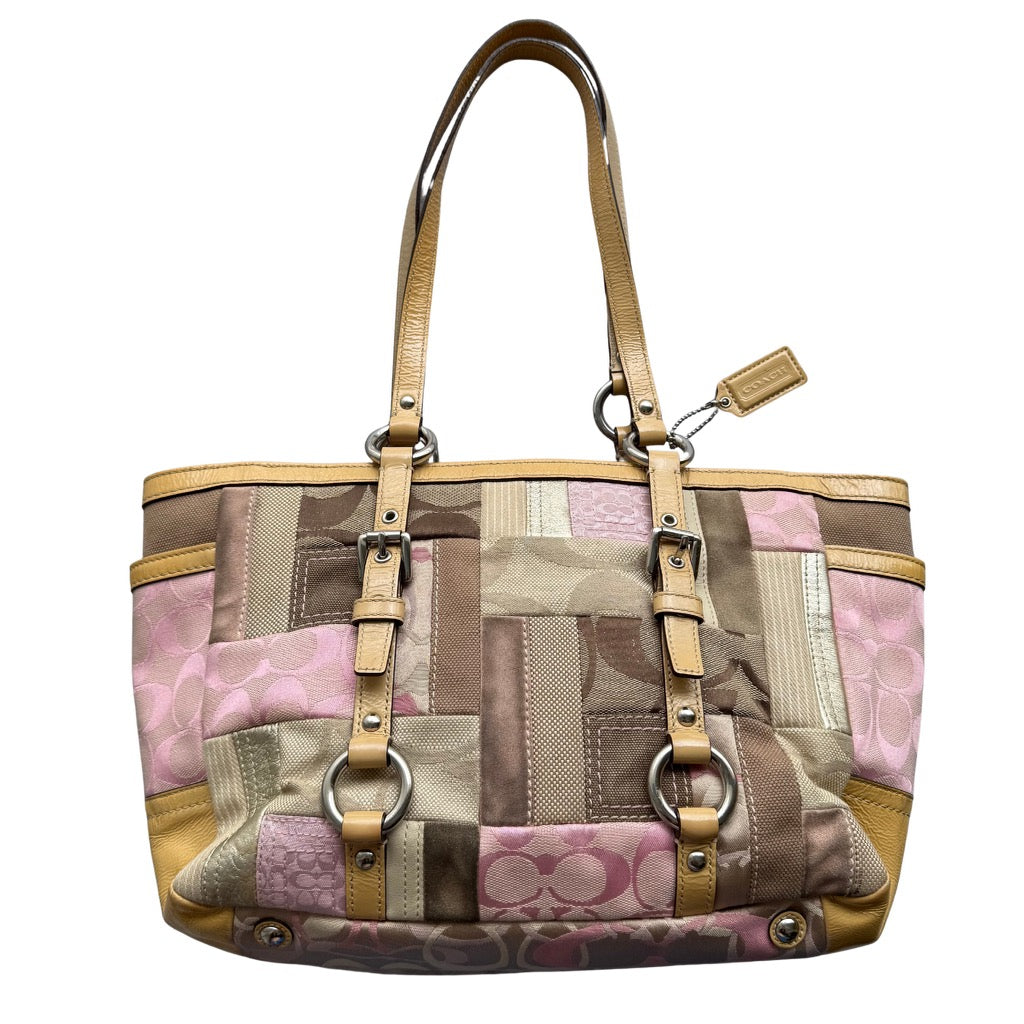 Coach Y2K Signature Patchwork Gallery Tote Bag Beige/Pink