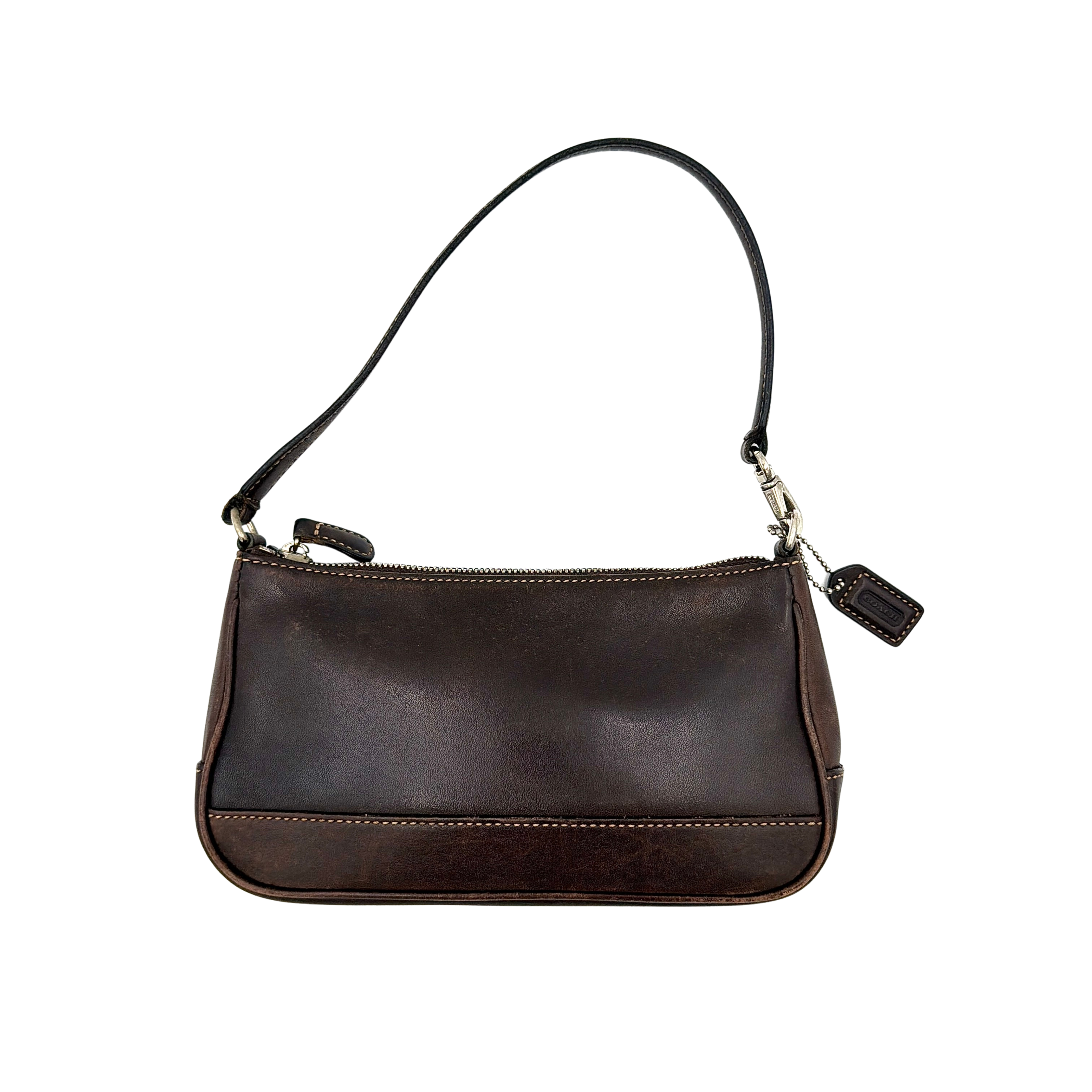 Coach Y2K Demi Leather Shoulder Bag Dark Brown