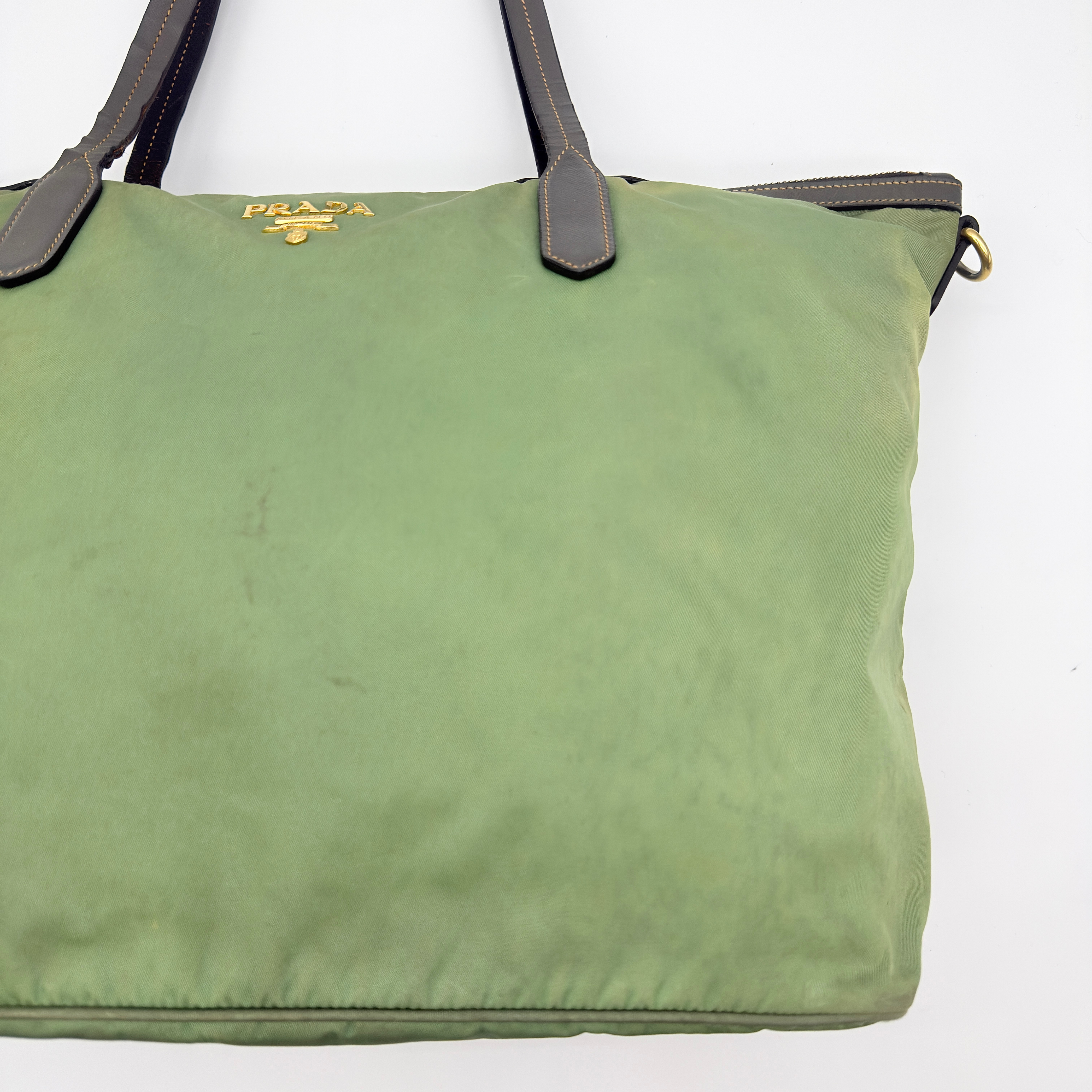 Prada 2Way Nylon Tote Bag Green