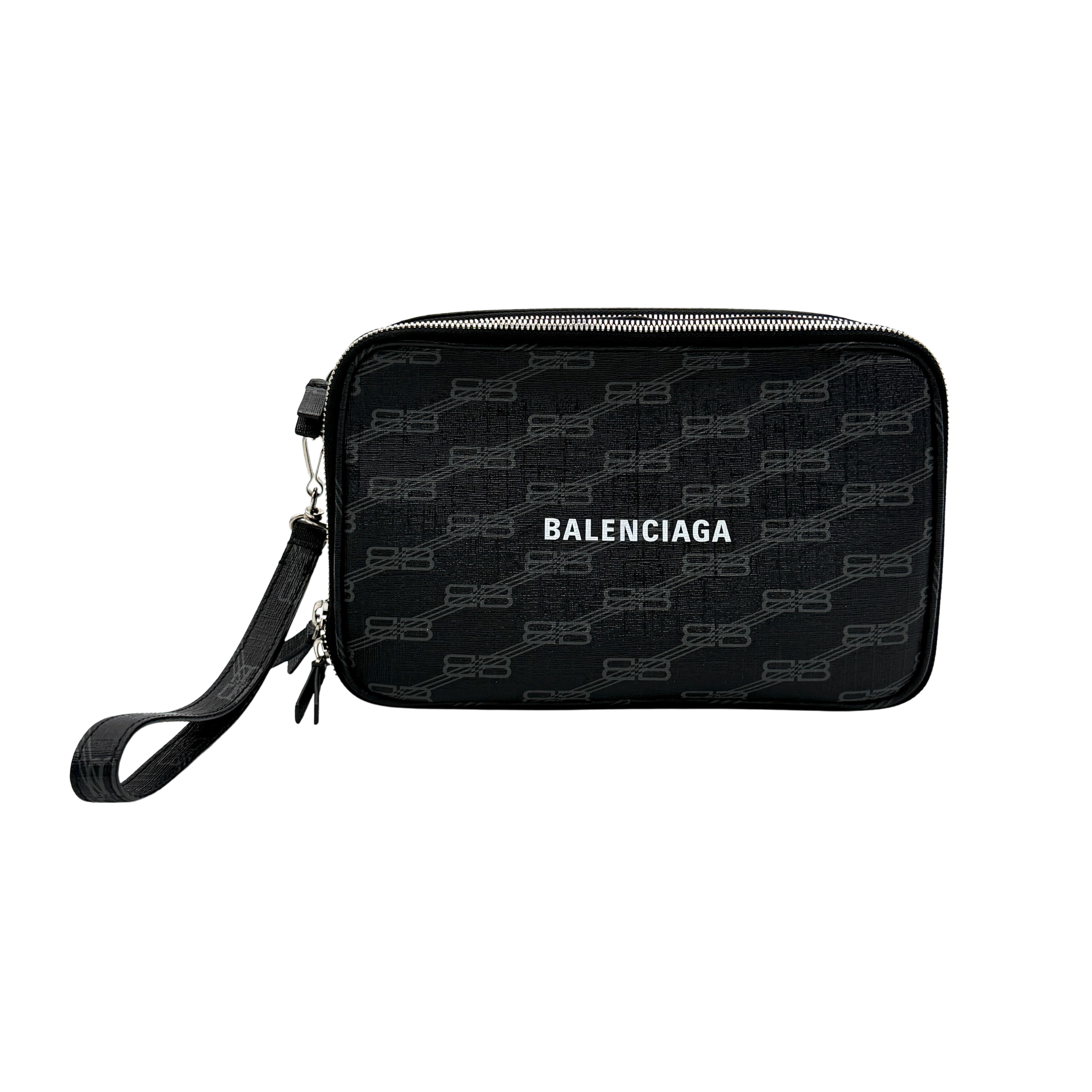 Balenciaga Signature BB Monogram Everyday Clutch Bag Black