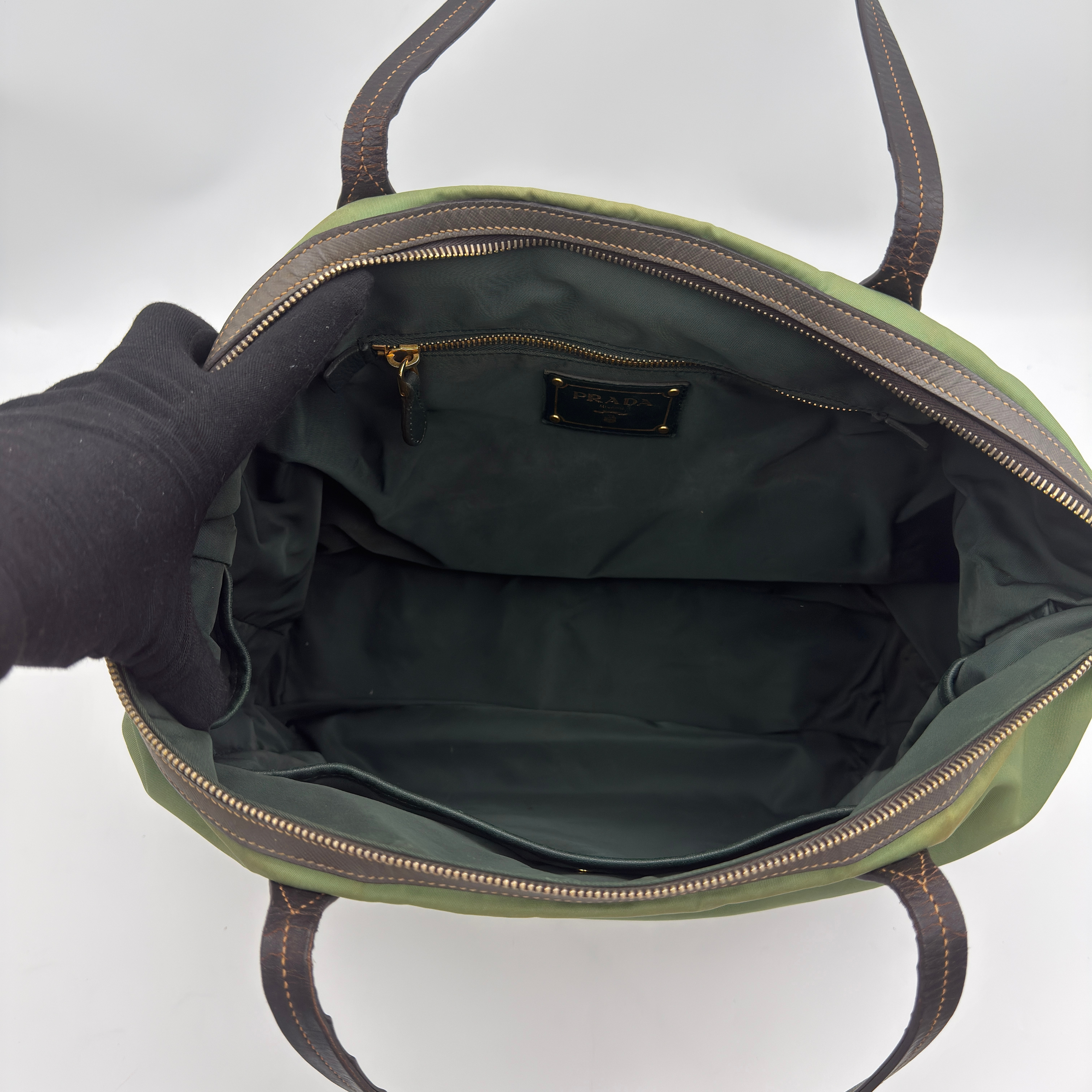 Prada 2Way Nylon Tote Bag Green