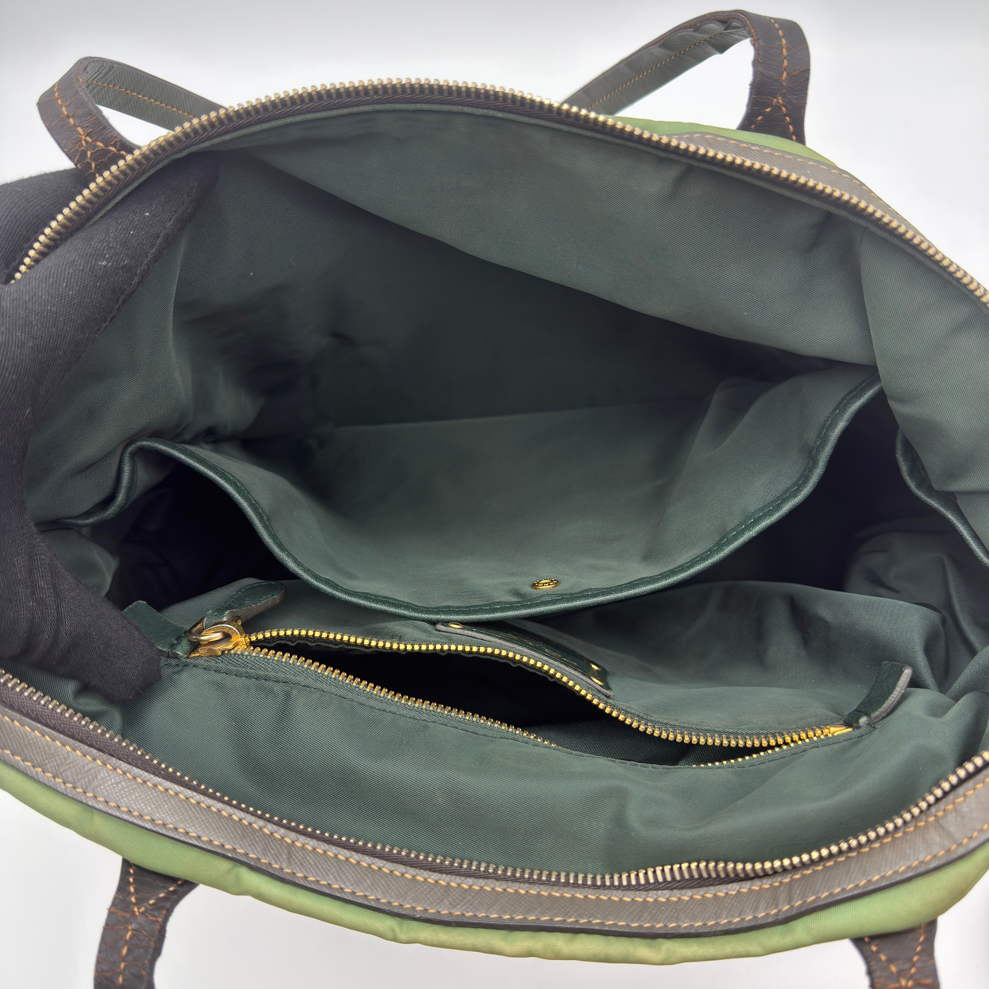 Prada 2Way Nylon Tote Bag Green