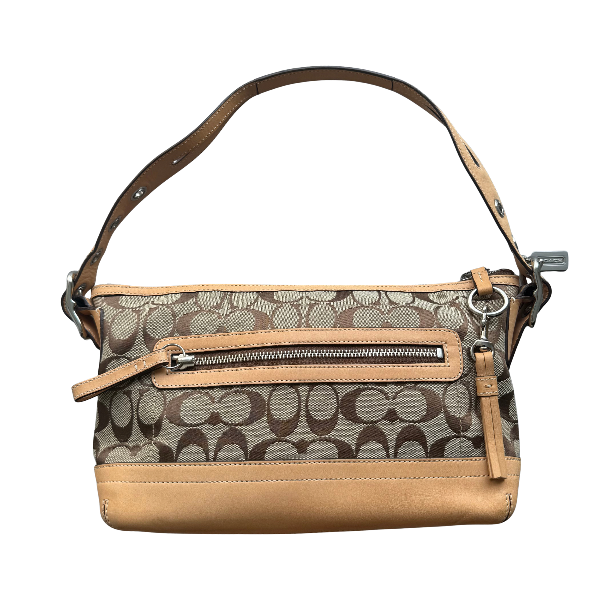 Coach Signature East West Shoulder Bag Beige