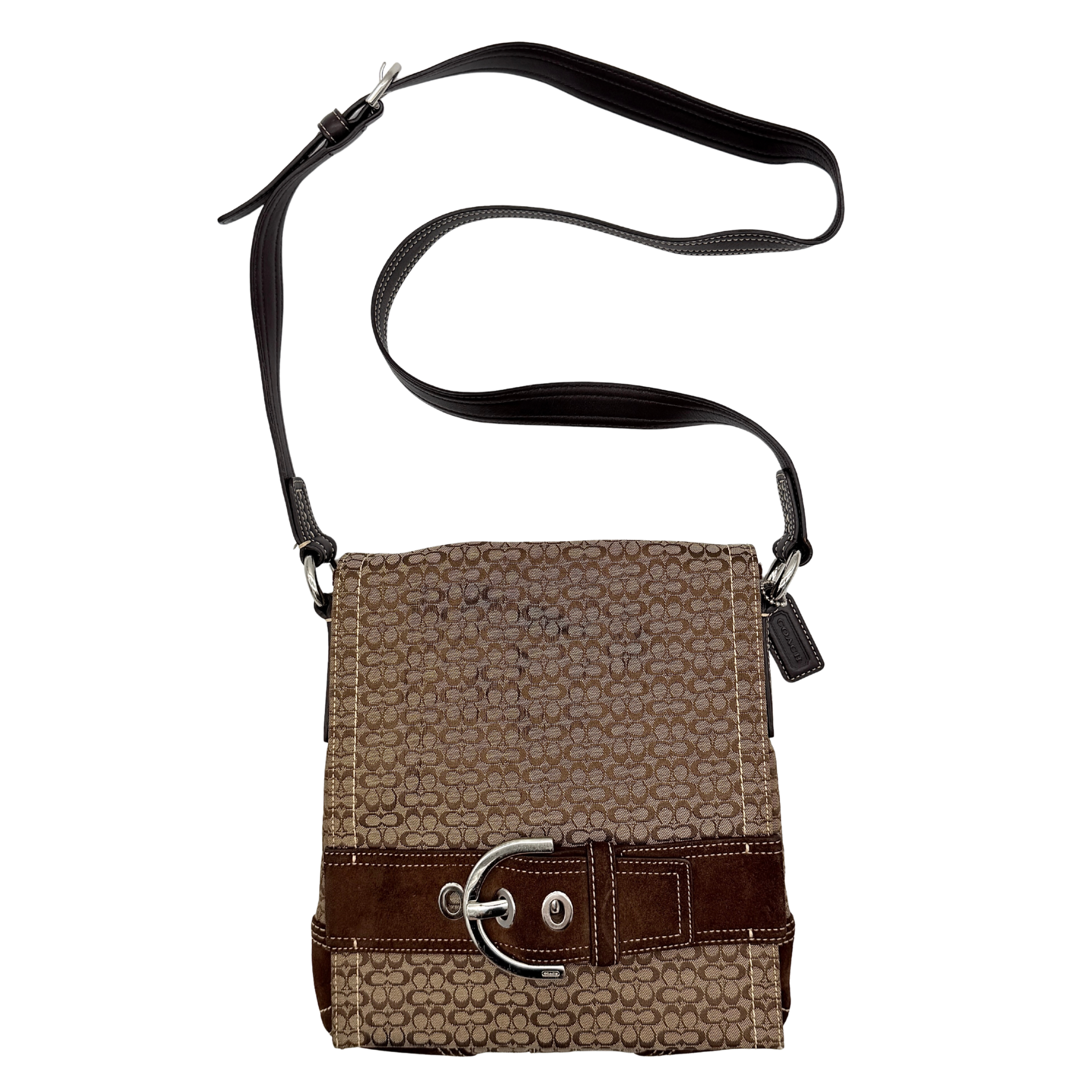 Coach Signature Soho Flap Crossbody Bag Brown