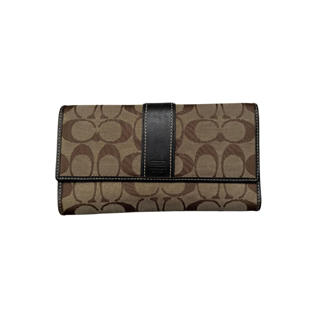 Coach Signature Canvas Long Wallet Beige