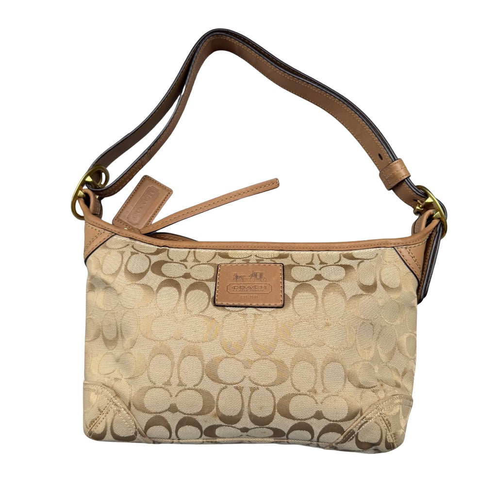 Coach Signature Canvas Hobo Crossbody Shoulder Bag Beige