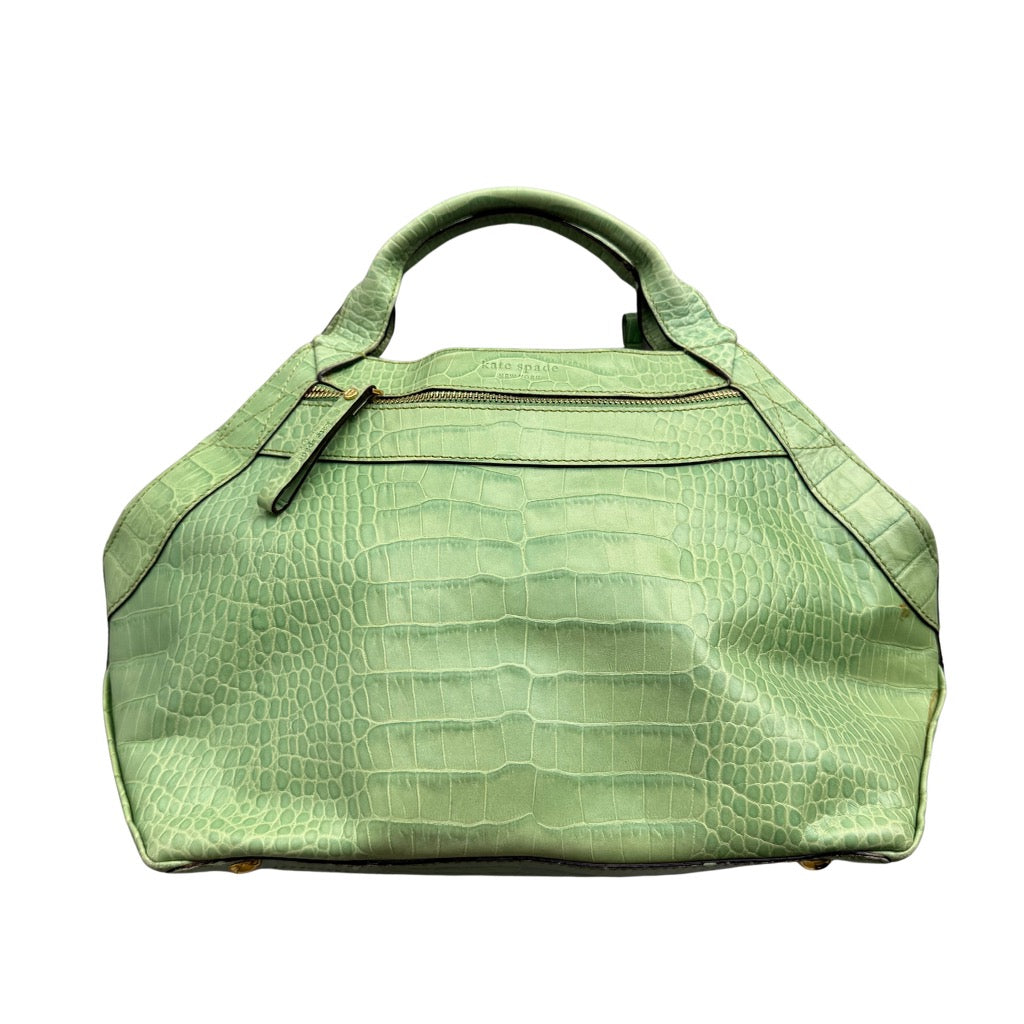 Kate Spade Croc Embossed Leather ShoulderBag Lime Green
