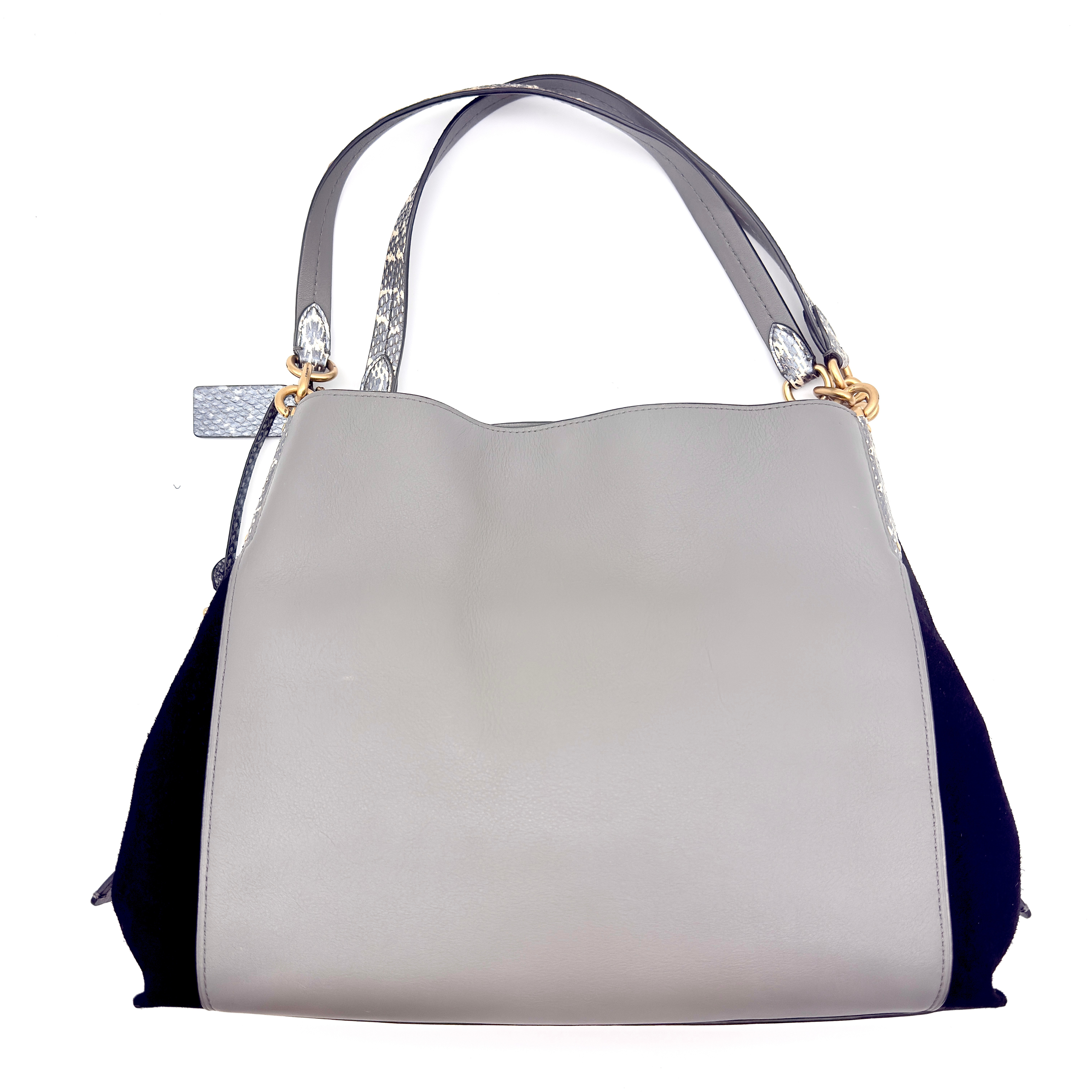 Coach Dalton 31 Snakeskin Colorblock Hobo Shoulder Bag Grey/Black
