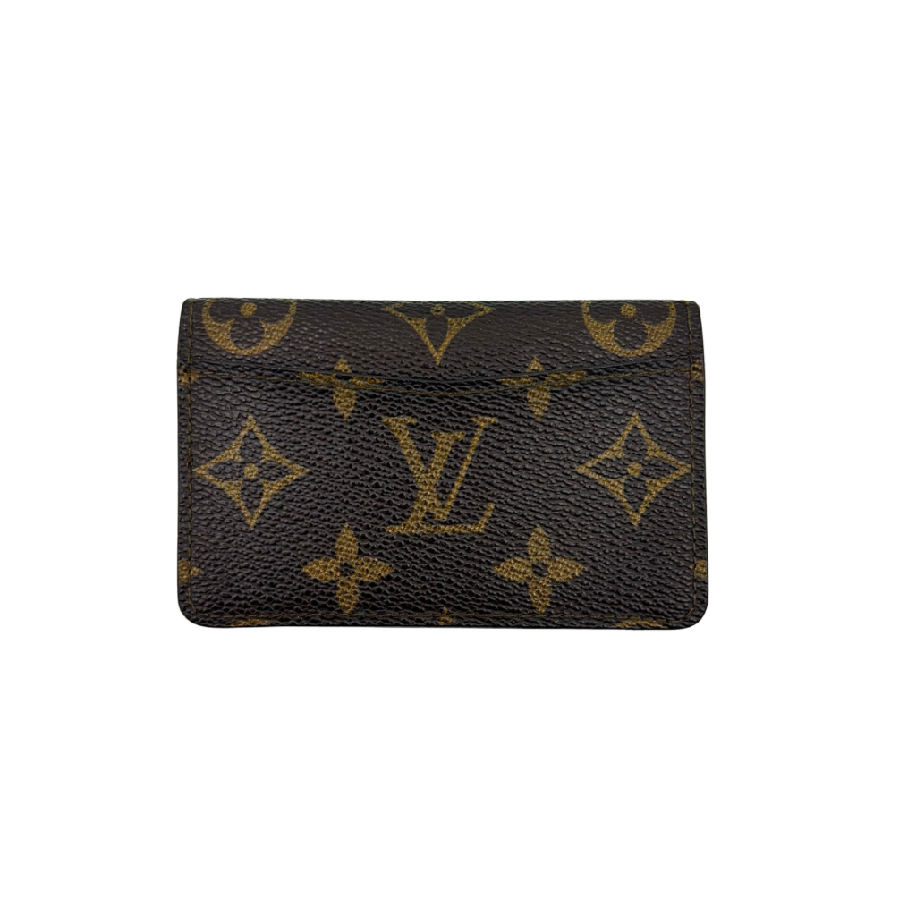 Louis Vuitton Monogram Pocket Organizer Cardholder in brown canvas with iconic LV and floral motifs, showcased front-facing against a white background.