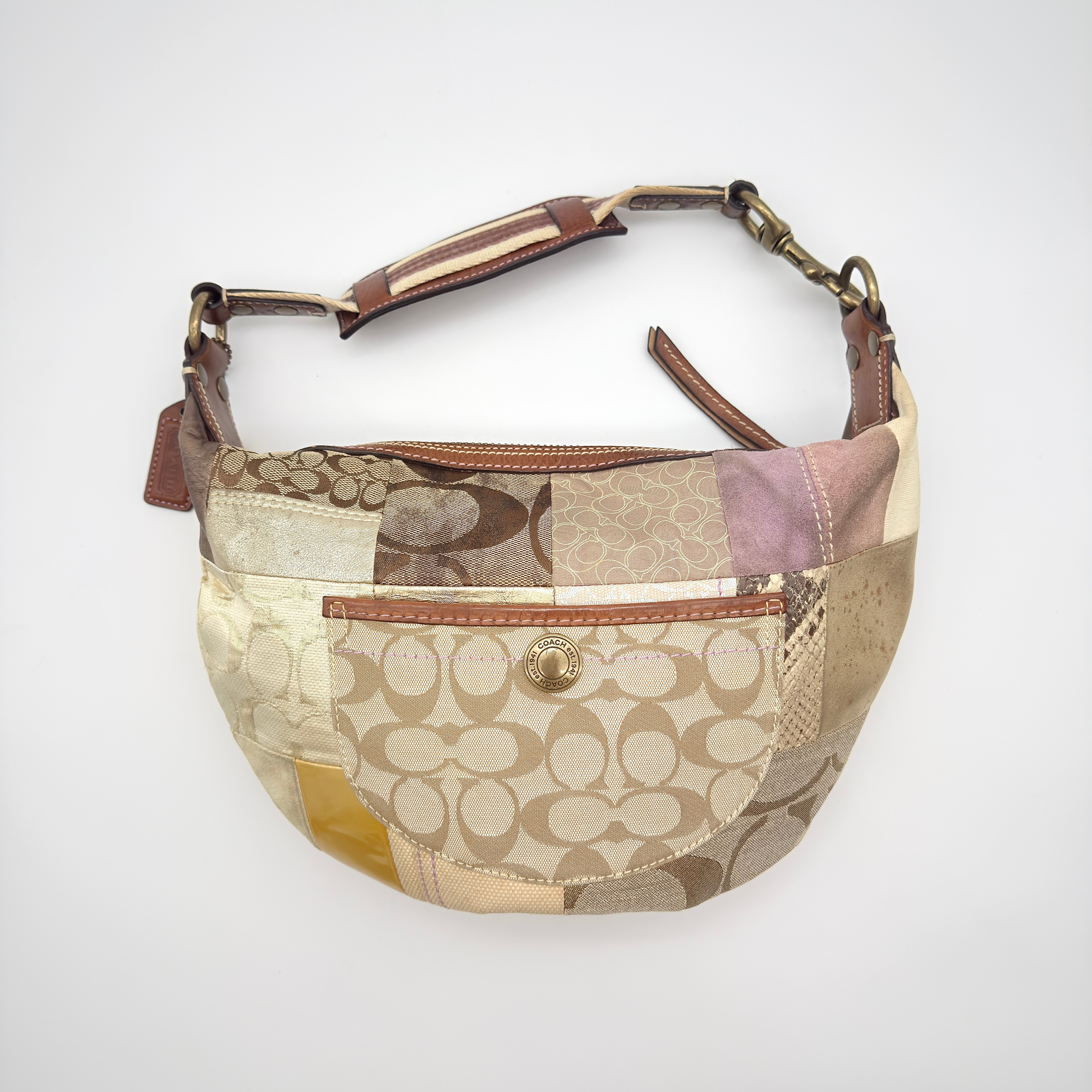 Coach Y2K Patchwork Hobo Boho Shoulder Bag Multicolor