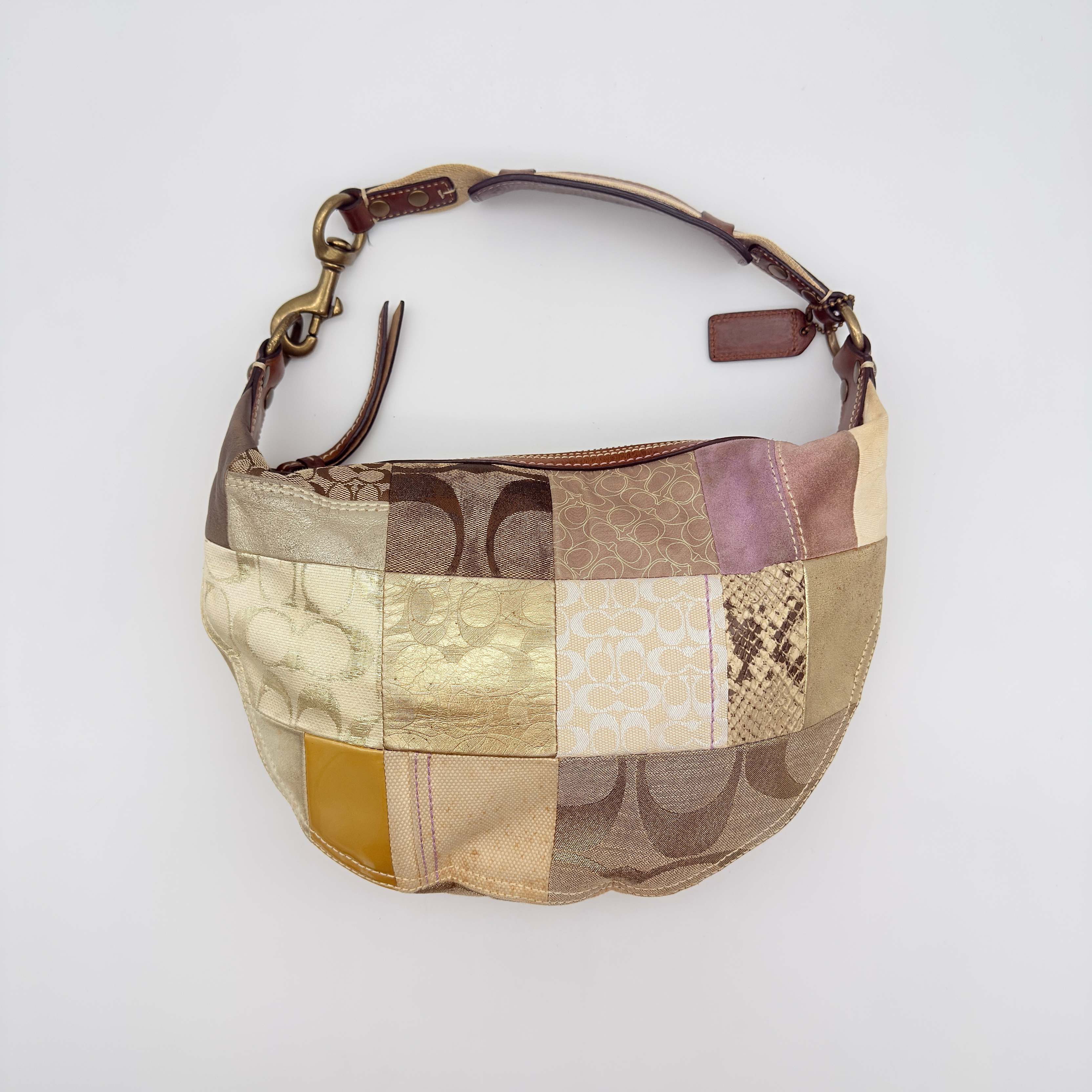 Coach Y2K Patchwork Hobo Boho Shoulder Bag Multicolor