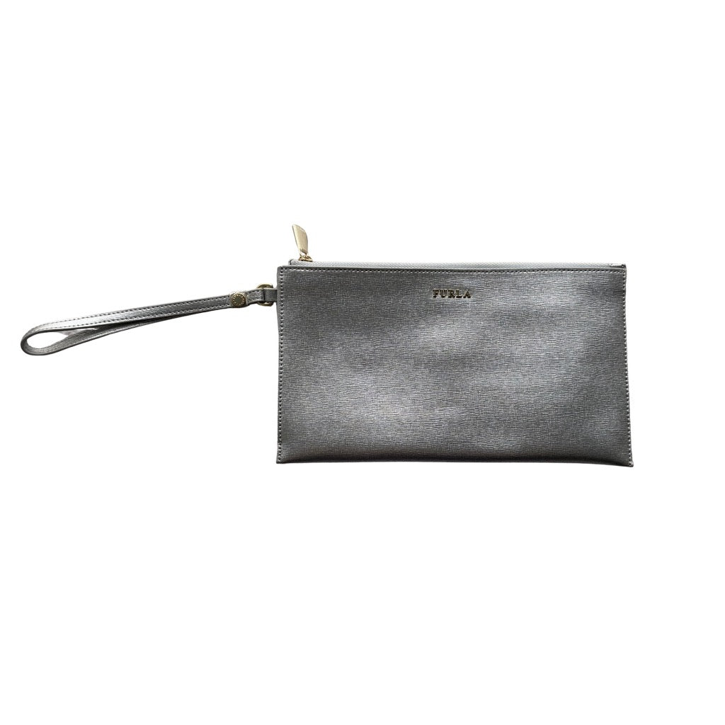 Furla XL Envelope Metallic Silver Wristlet