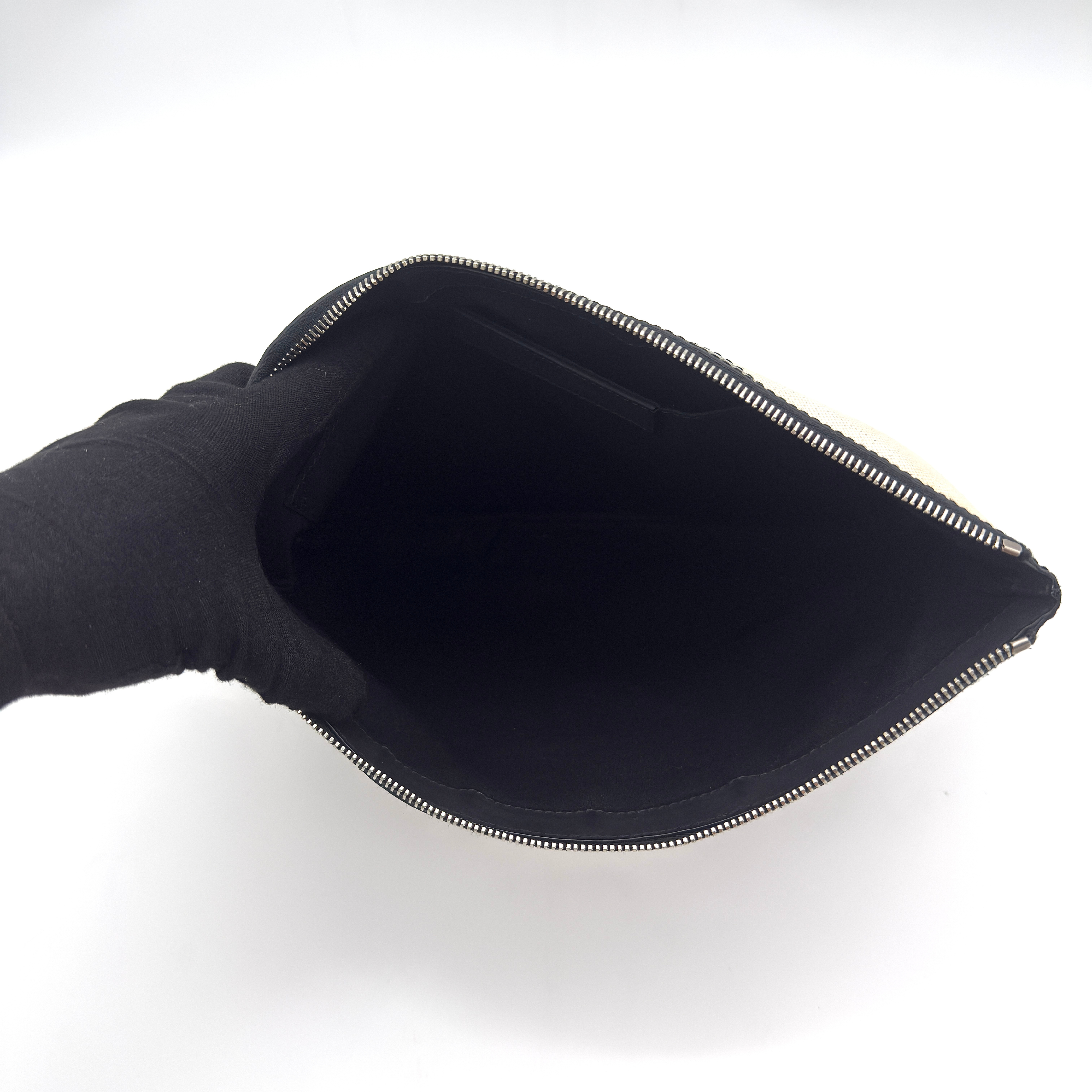 Balenciaga Canvas Navy Clip Clutch Bag Cream