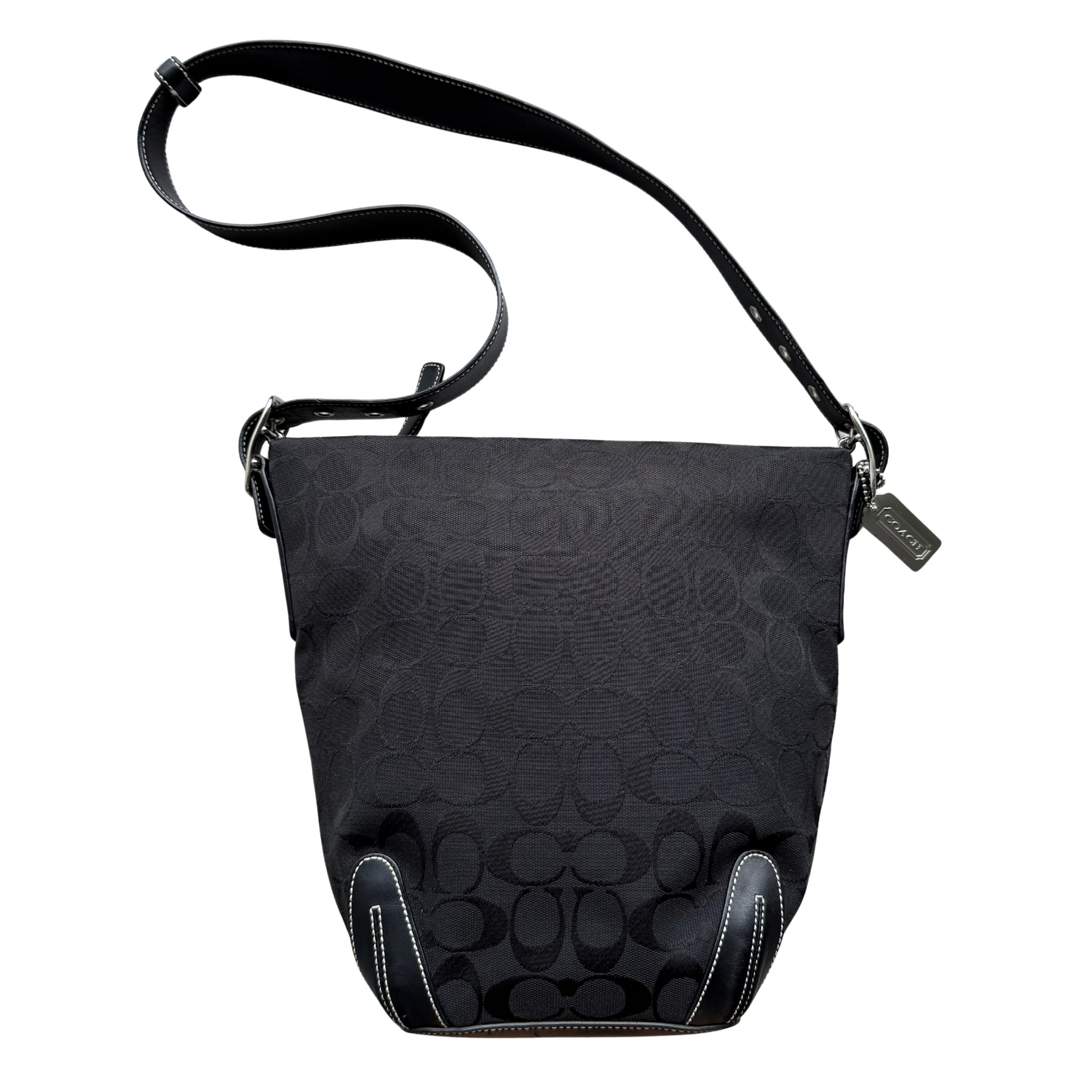 Coach Signature Hobo Bucket Shoulder Bag Black