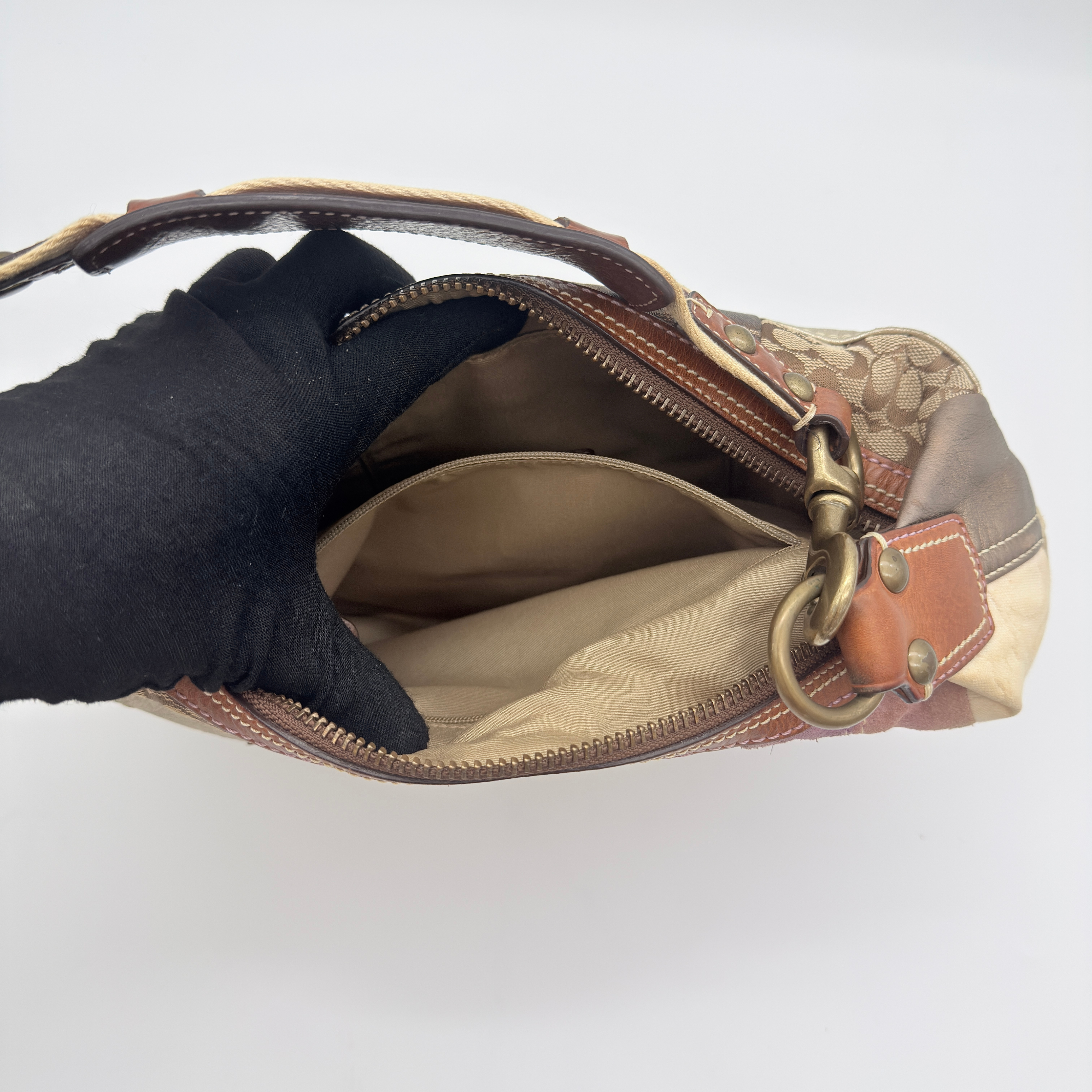 Coach Y2K Patchwork Hobo Boho Shoulder Bag Multicolor
