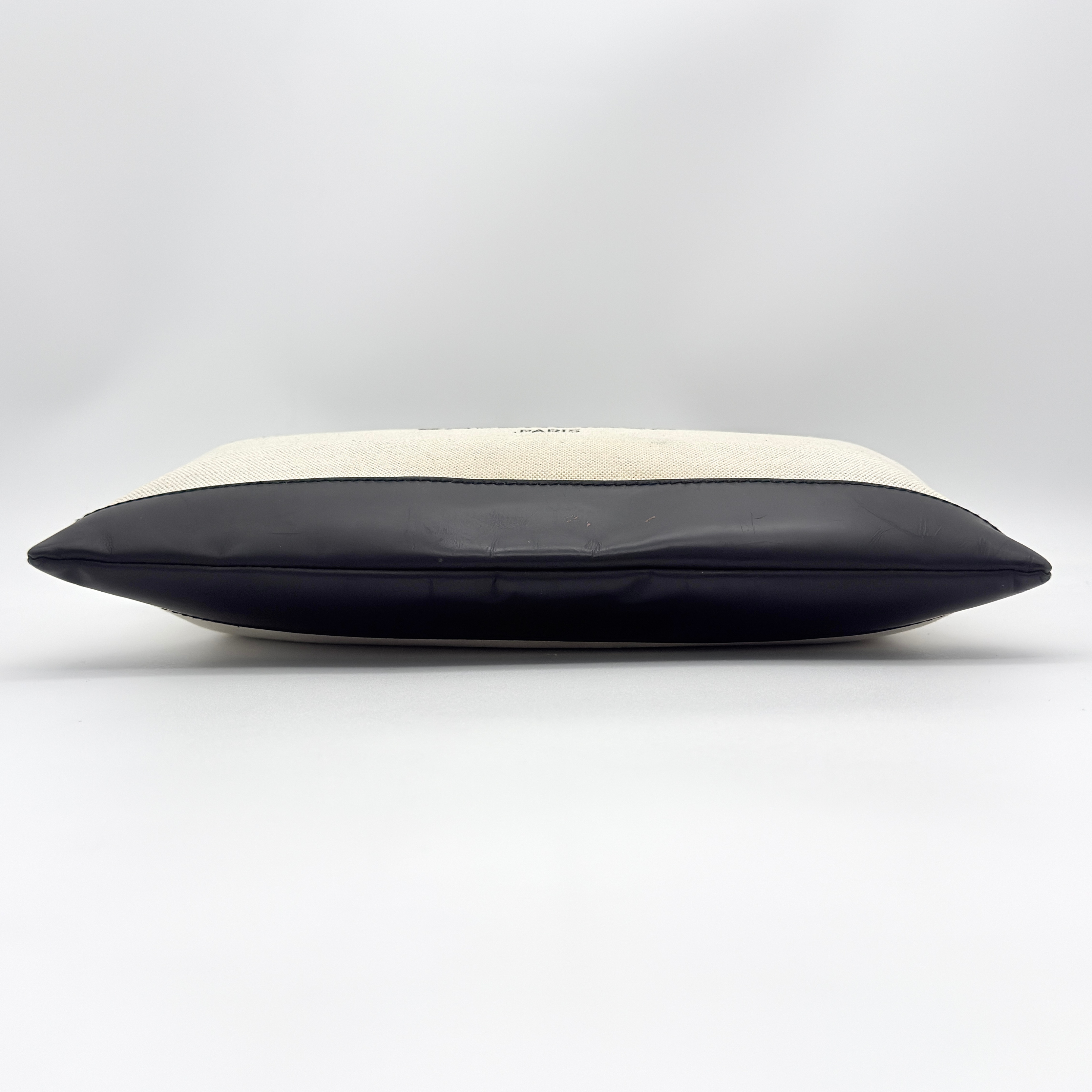 Balenciaga Canvas Navy Clip Clutch Bag Cream