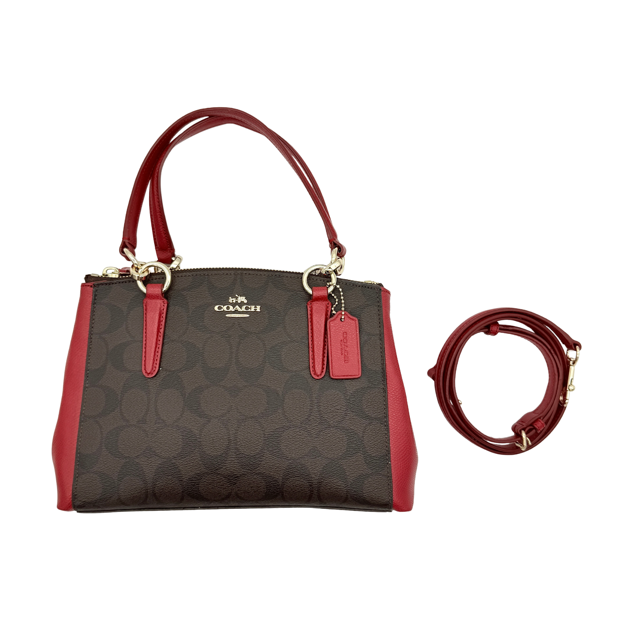 Coach 2Way Christie Carryall Handbag Brown/Red