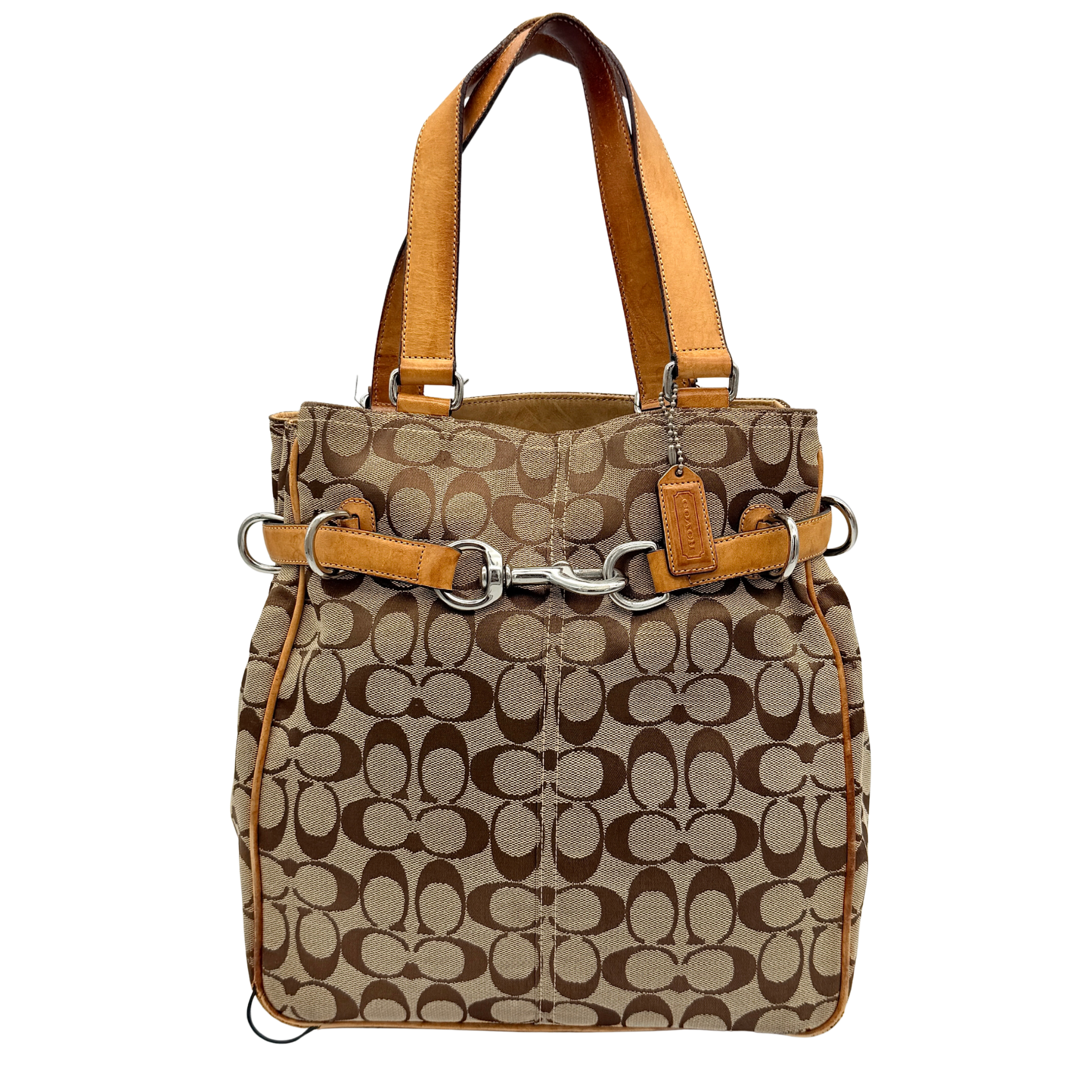 Coach Signature Buckle Tote Bag Beige/Tan