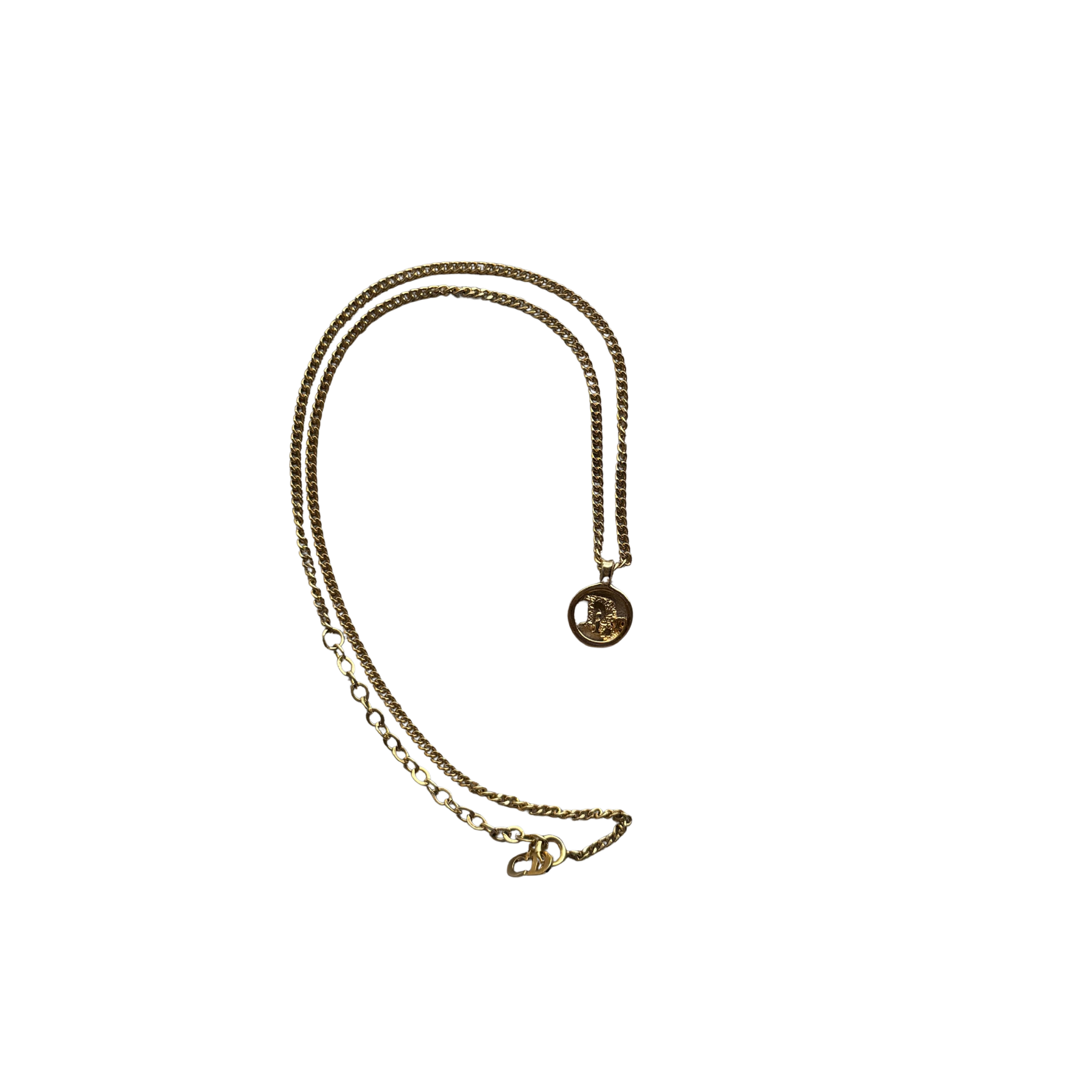 Dior Logo Gold Plated Necklace Small