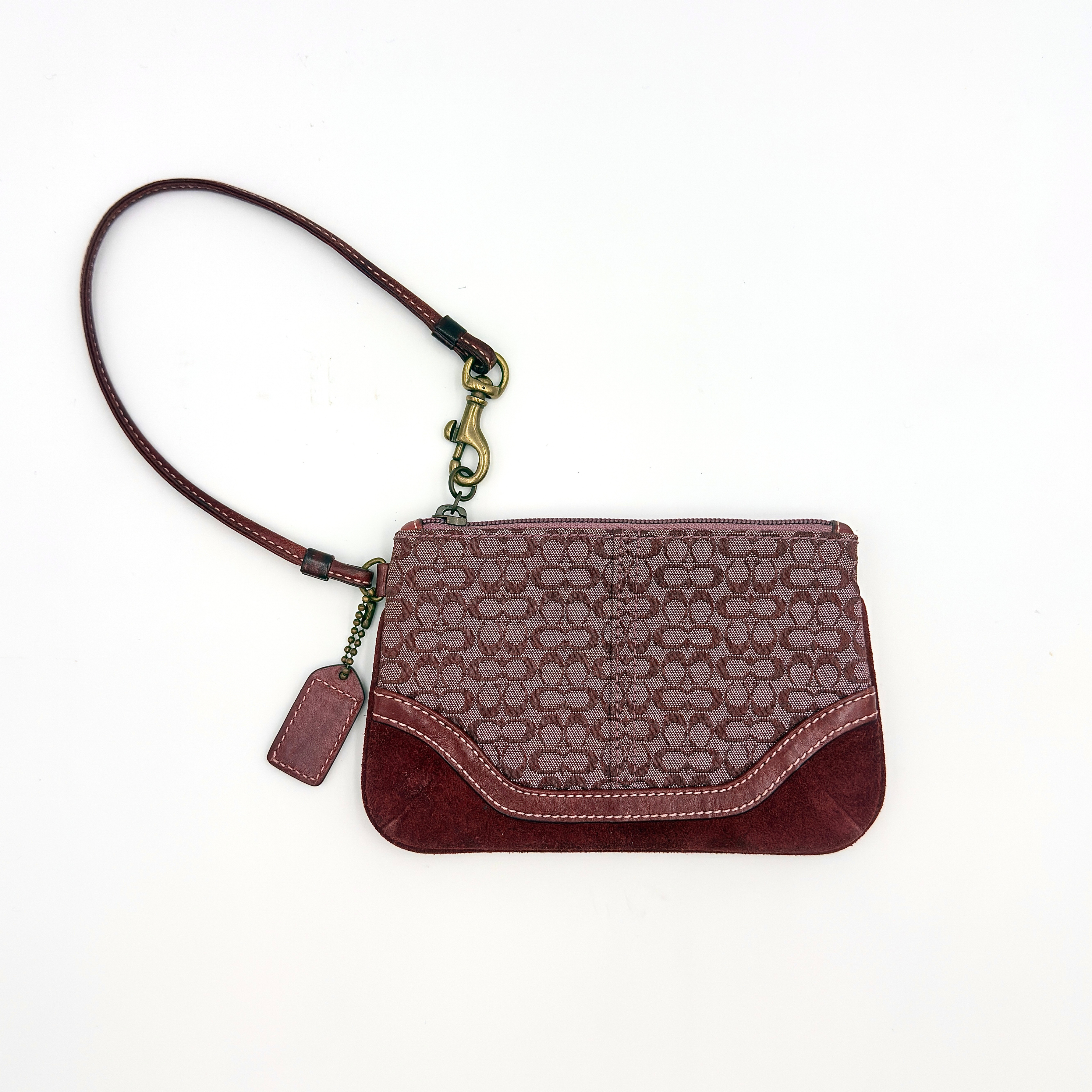 Coach Y2K Signature Canvas Wristlet Red/Burgundy
