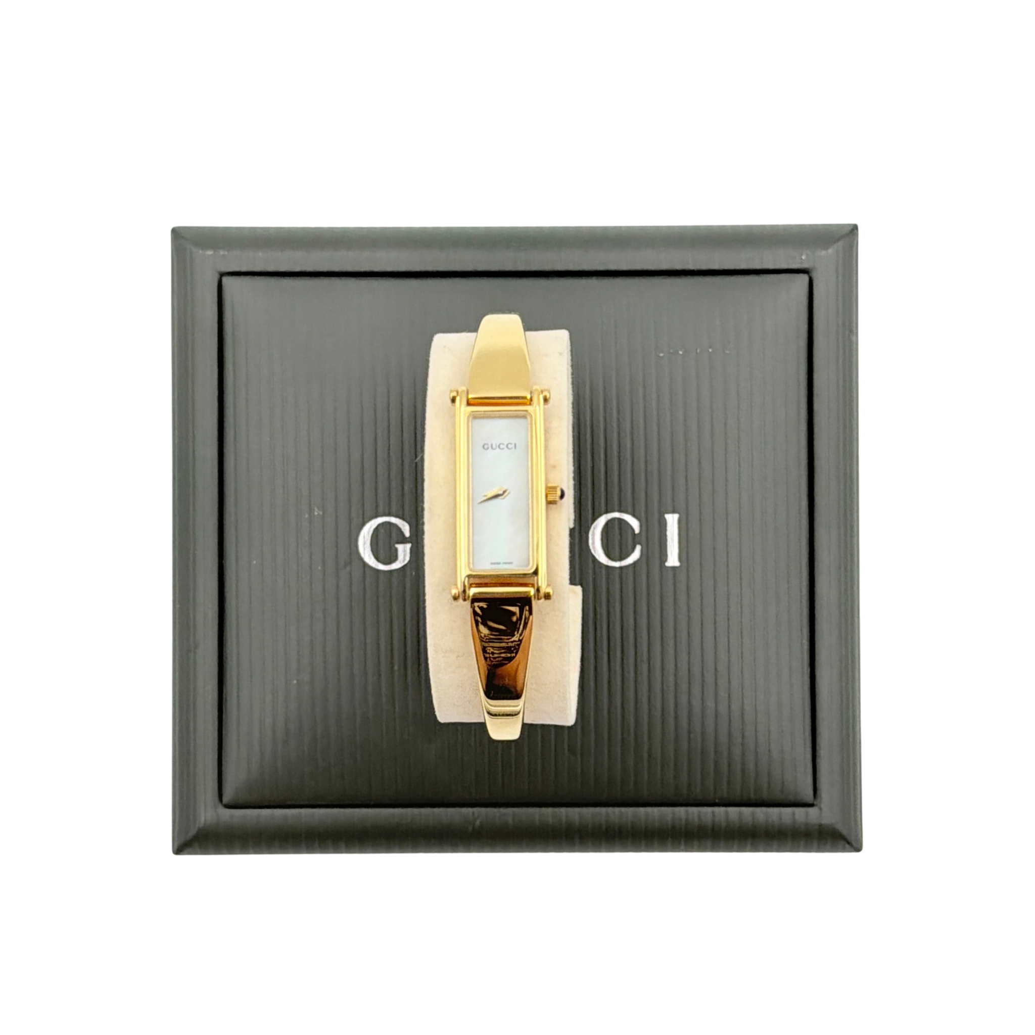 Gucci 1500L Quartz White Dial Bangle Watch Gold
