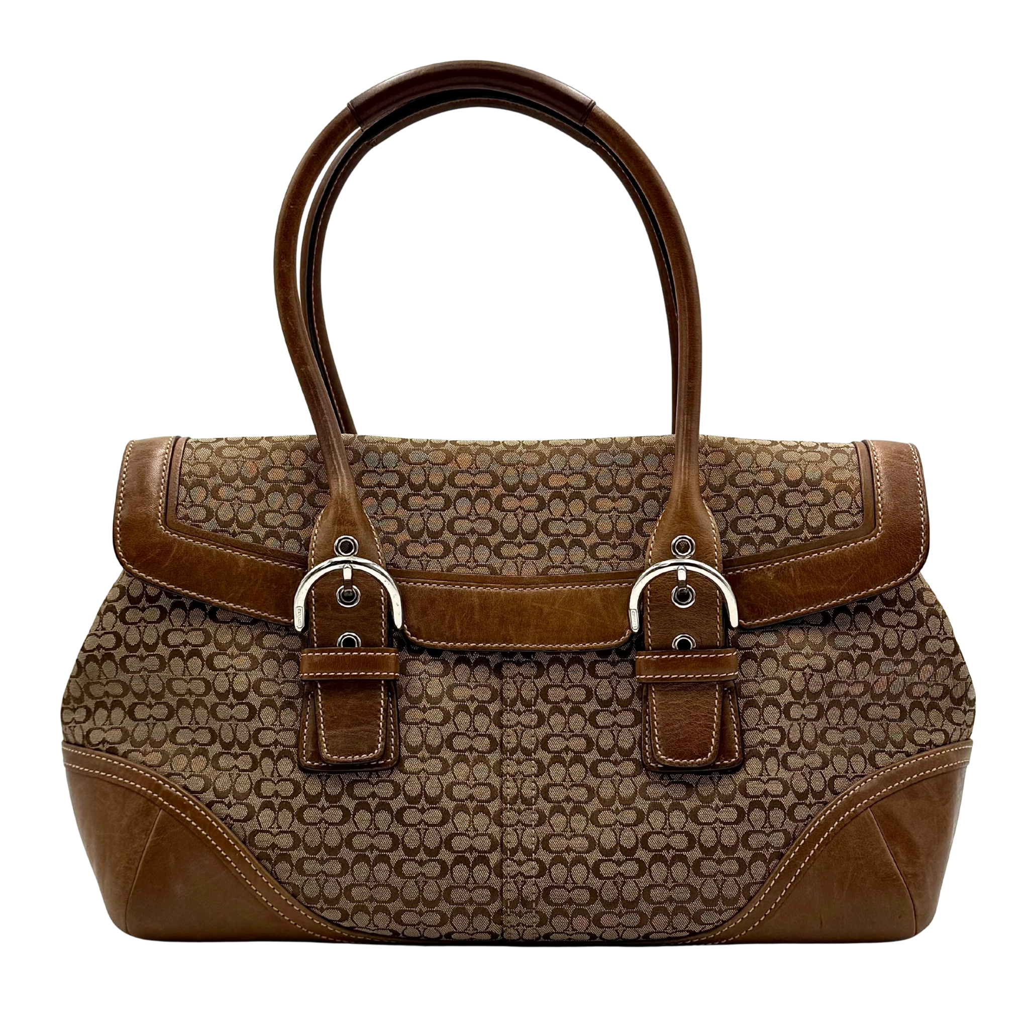 Coach Y2K Signature Soho Hampton Satchel Shoulder Bag Beige/Tan