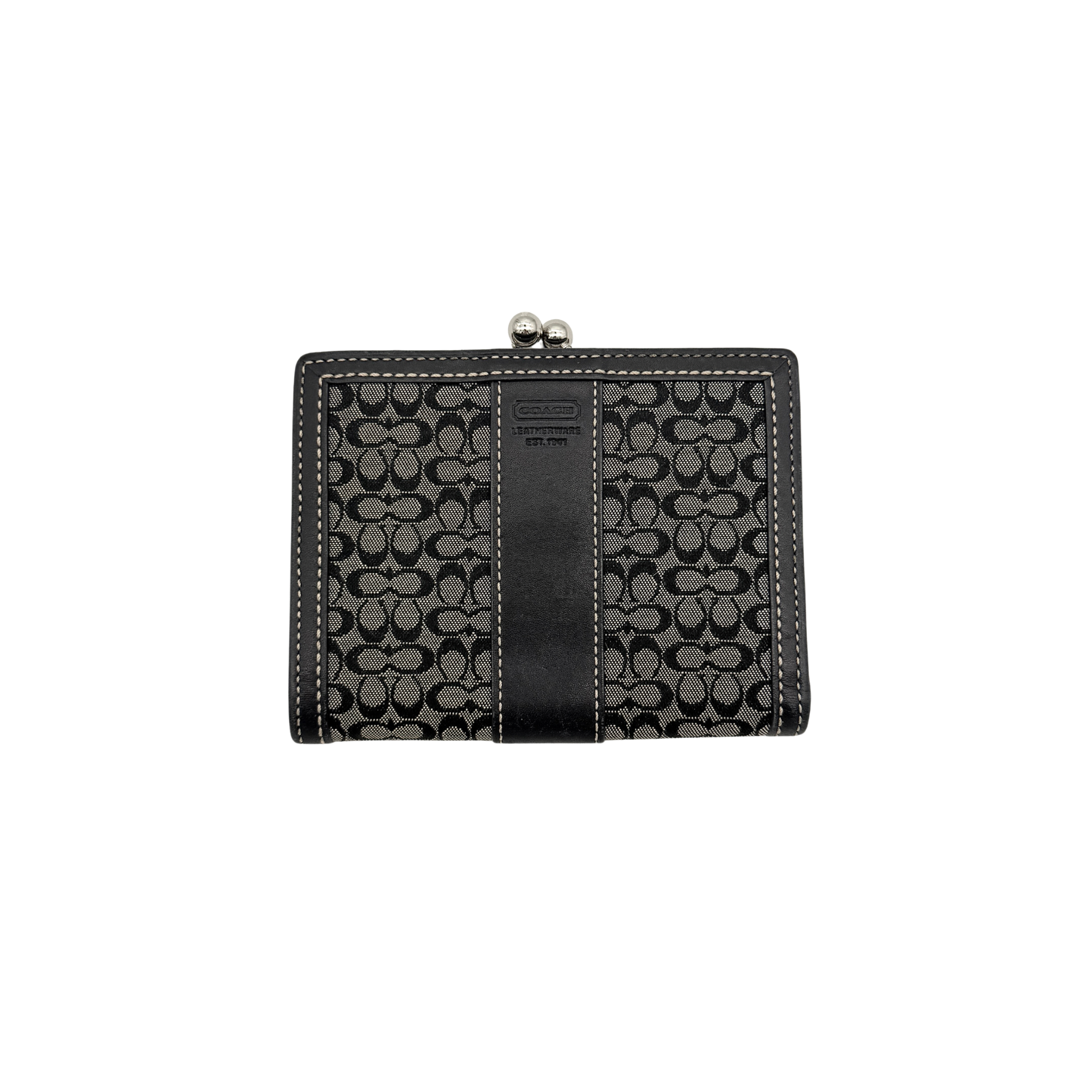Coach Signature Stripe Kisslock Wallet Grey/Black
