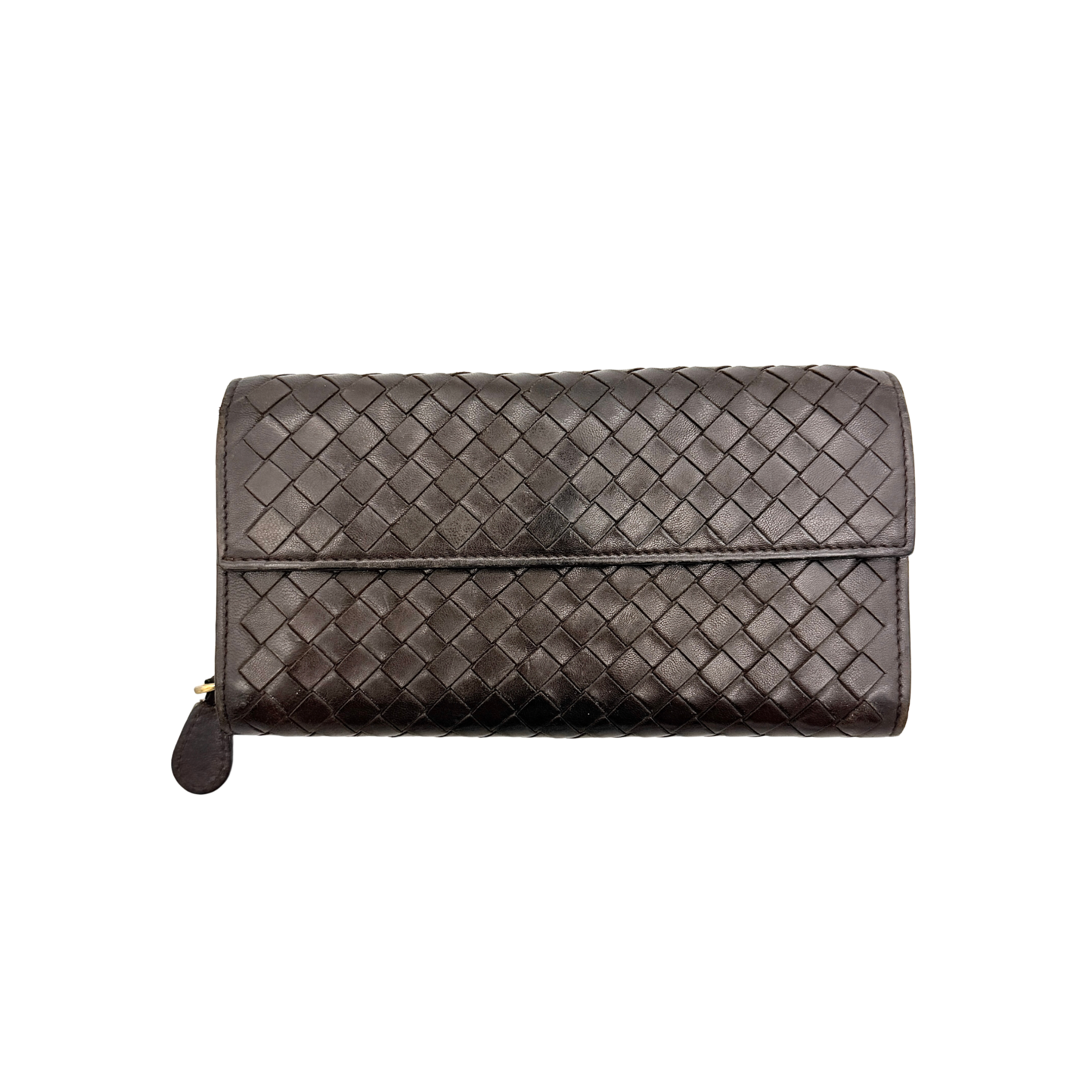 Bottega Veneta Intrecciato Long Wallet Dark Brown