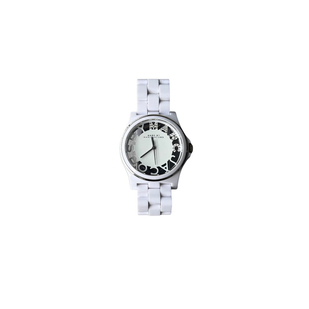 Marc Jacobs Henry Skeleton Crystal Watch White