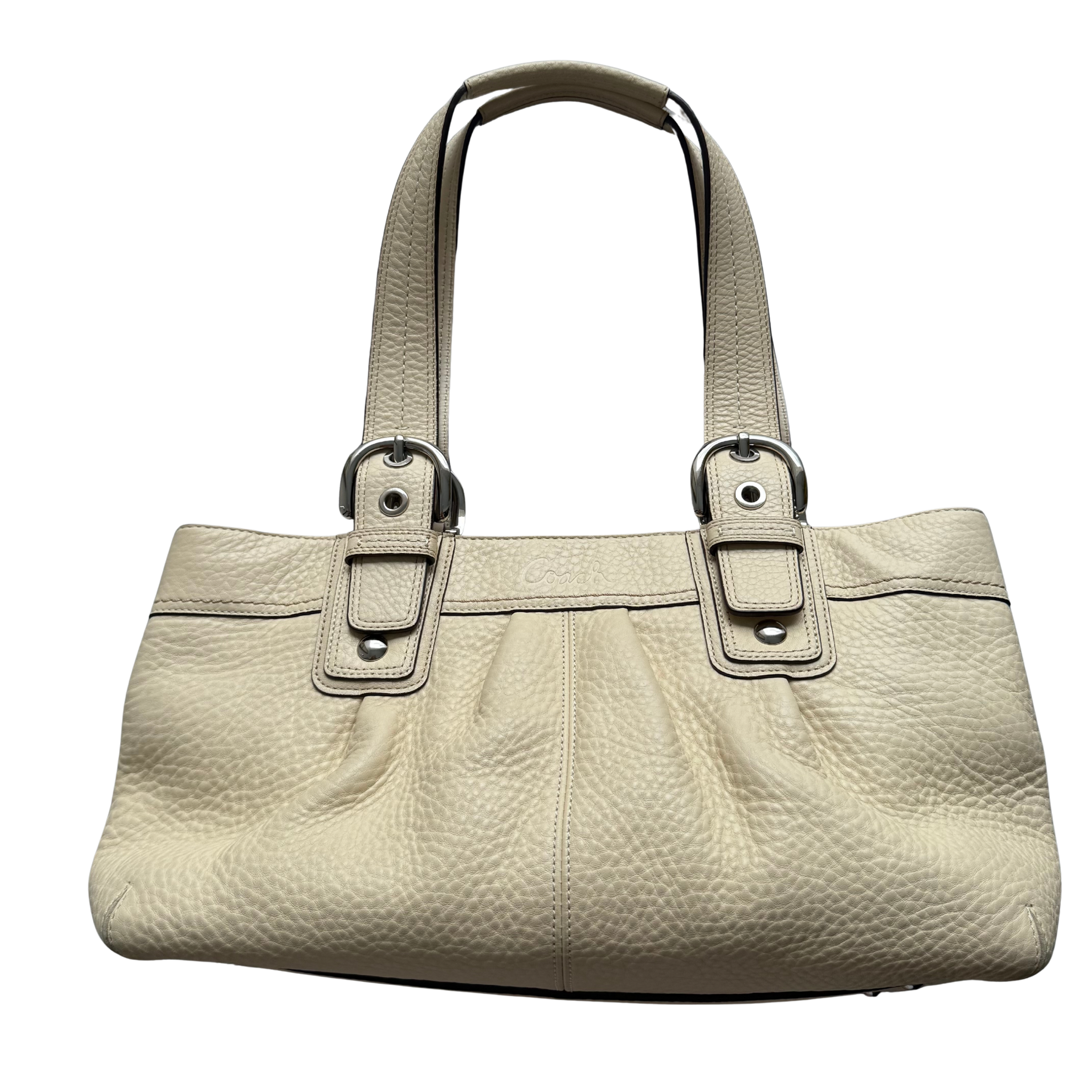 Coach Soho Pleated Leather Satchel Bag Cream